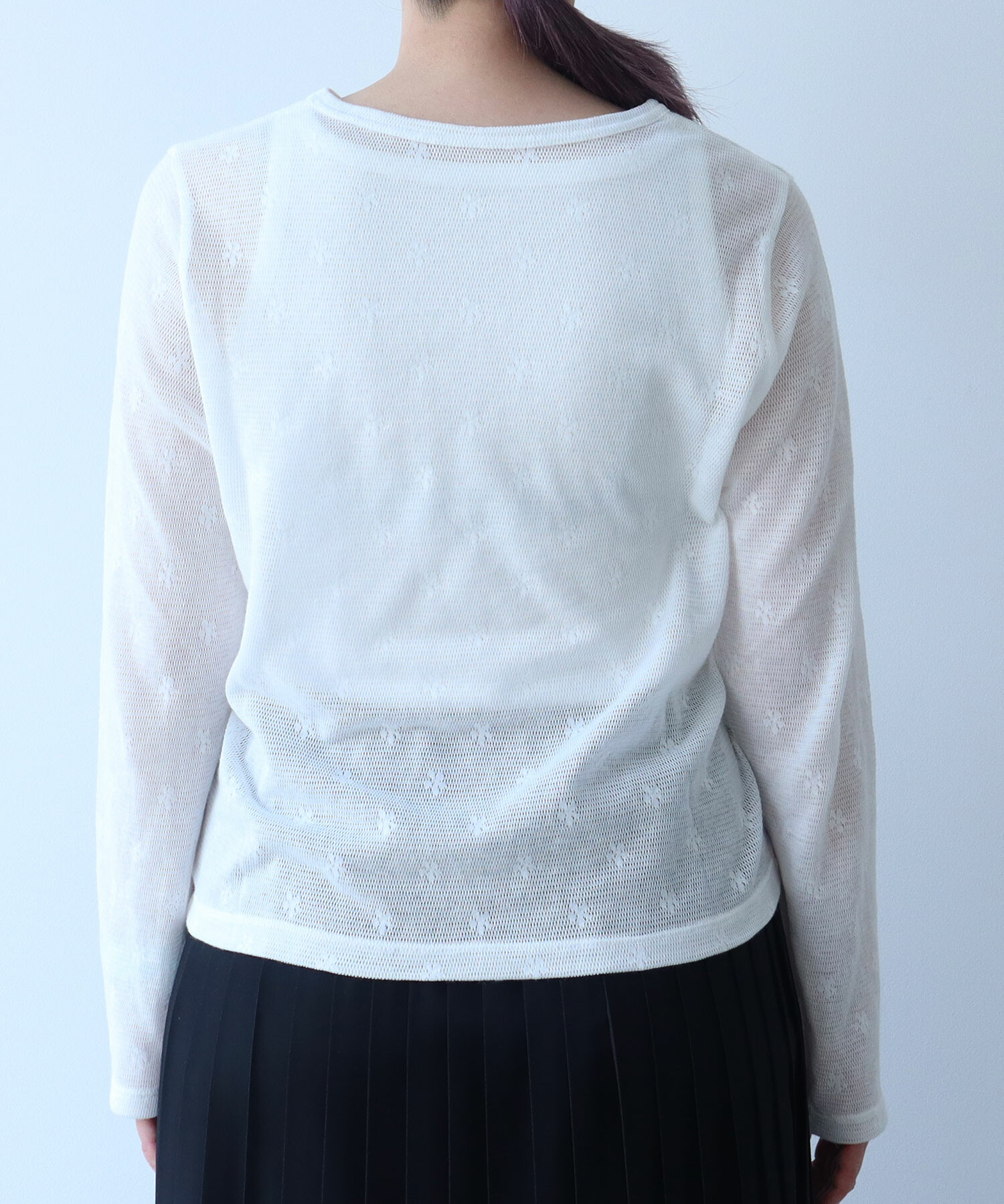 AMBIDEX Store △〇 hana×mesh ジャカード 長袖プルオーバー(F シロ