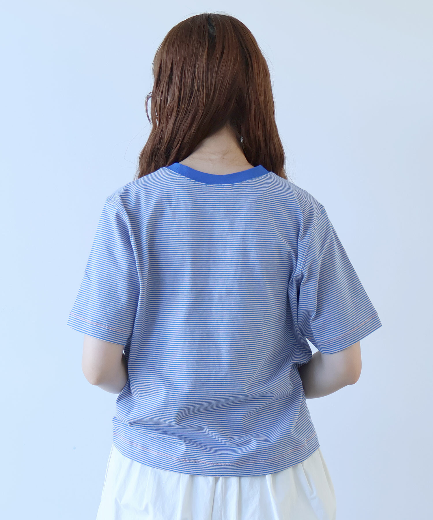 AMBIDEX Store △ミジンボーダー 半袖Tシャツ(F アオ): bulle de