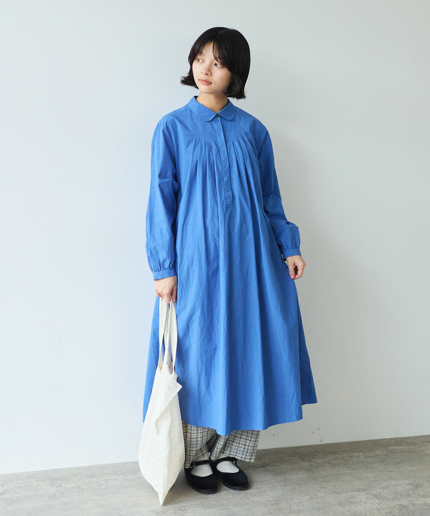 【完売アイテム】bulle de savon青空ワンピース AMBIDEX Store 〇 basic cotton タックワンピース(F アオ): bulle de savon
