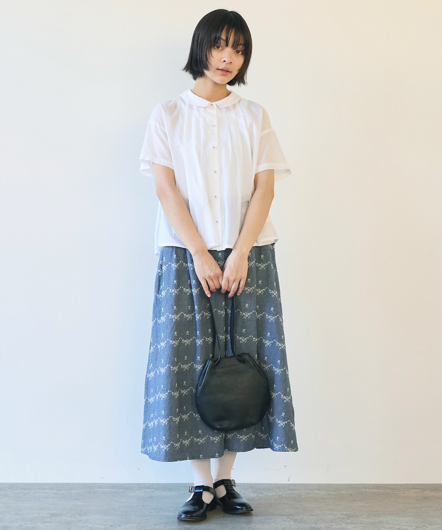 AMBIDEX Store △〇 デニム調 hana ジャカード スカート(F アオ