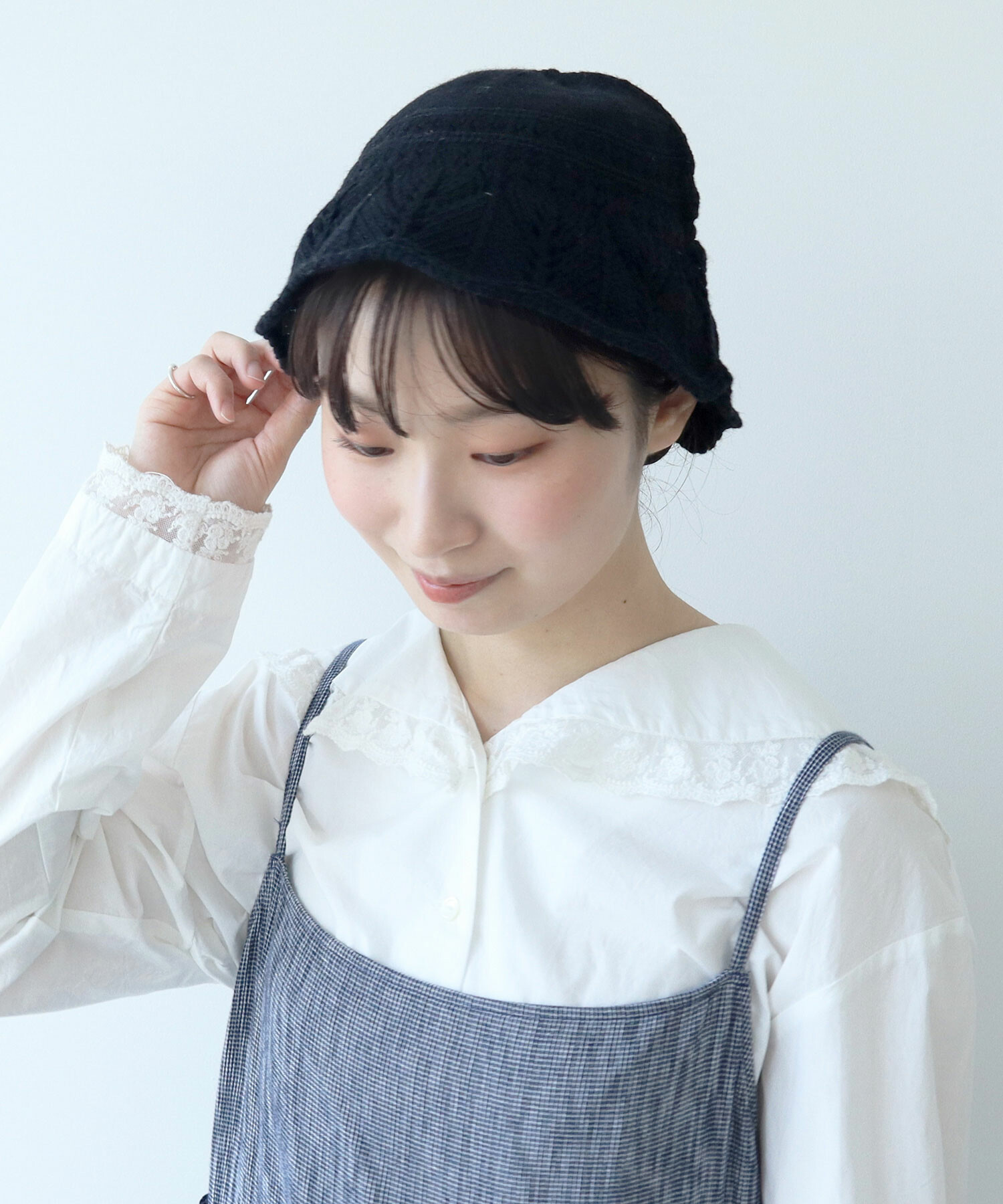 AMBIDEX Store △〇 透かし編み fuwafuwa ニットハット(F クロ