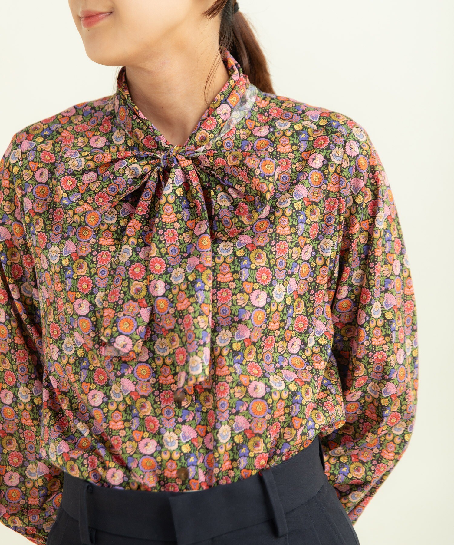 AMBIDEX Store ○リバティ/LIBERTY ベゴニアボウタイブラウス(F ピンク