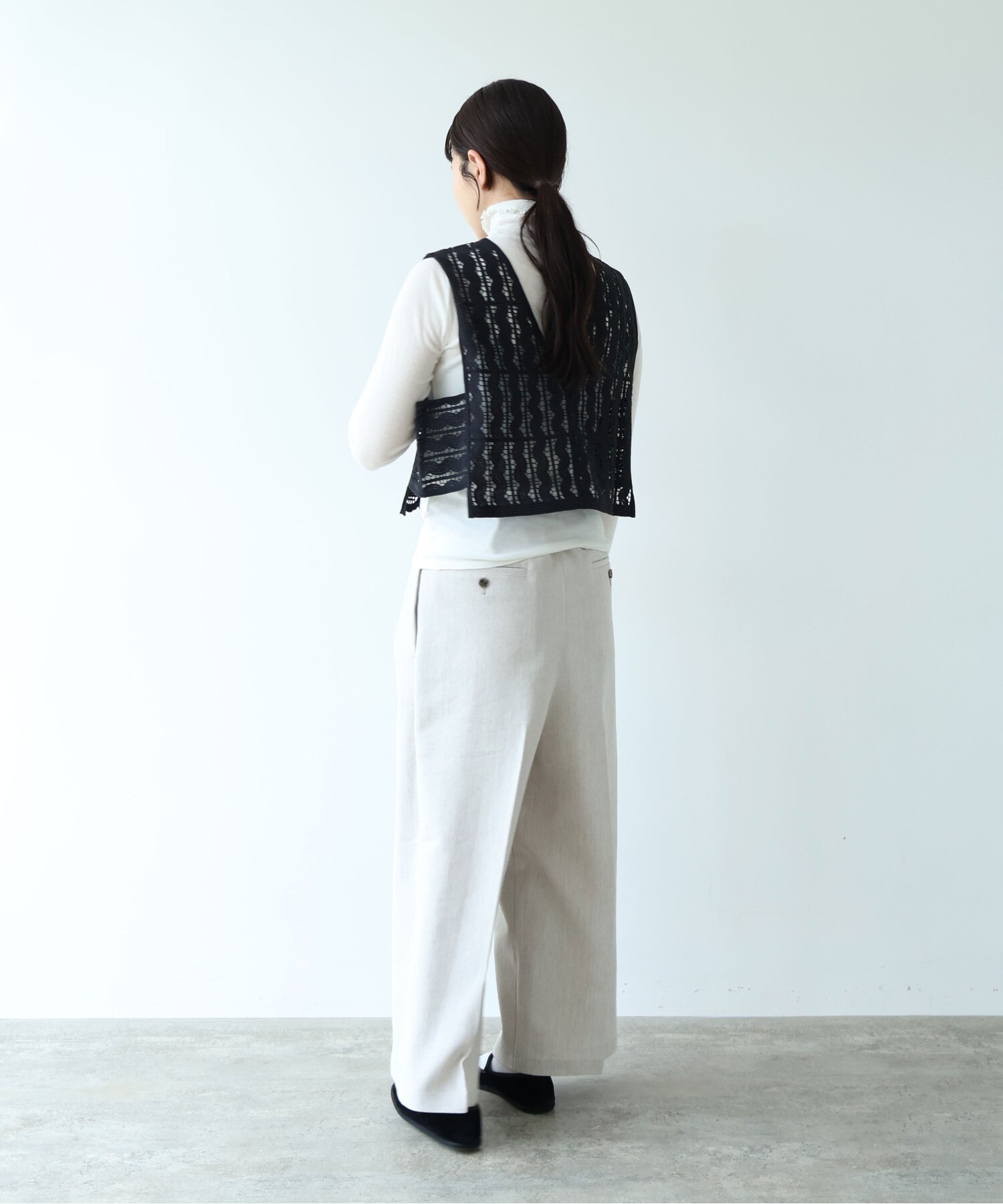 AMBIDEX Store Cotton/wave lace ベスト(F シロ): yuni