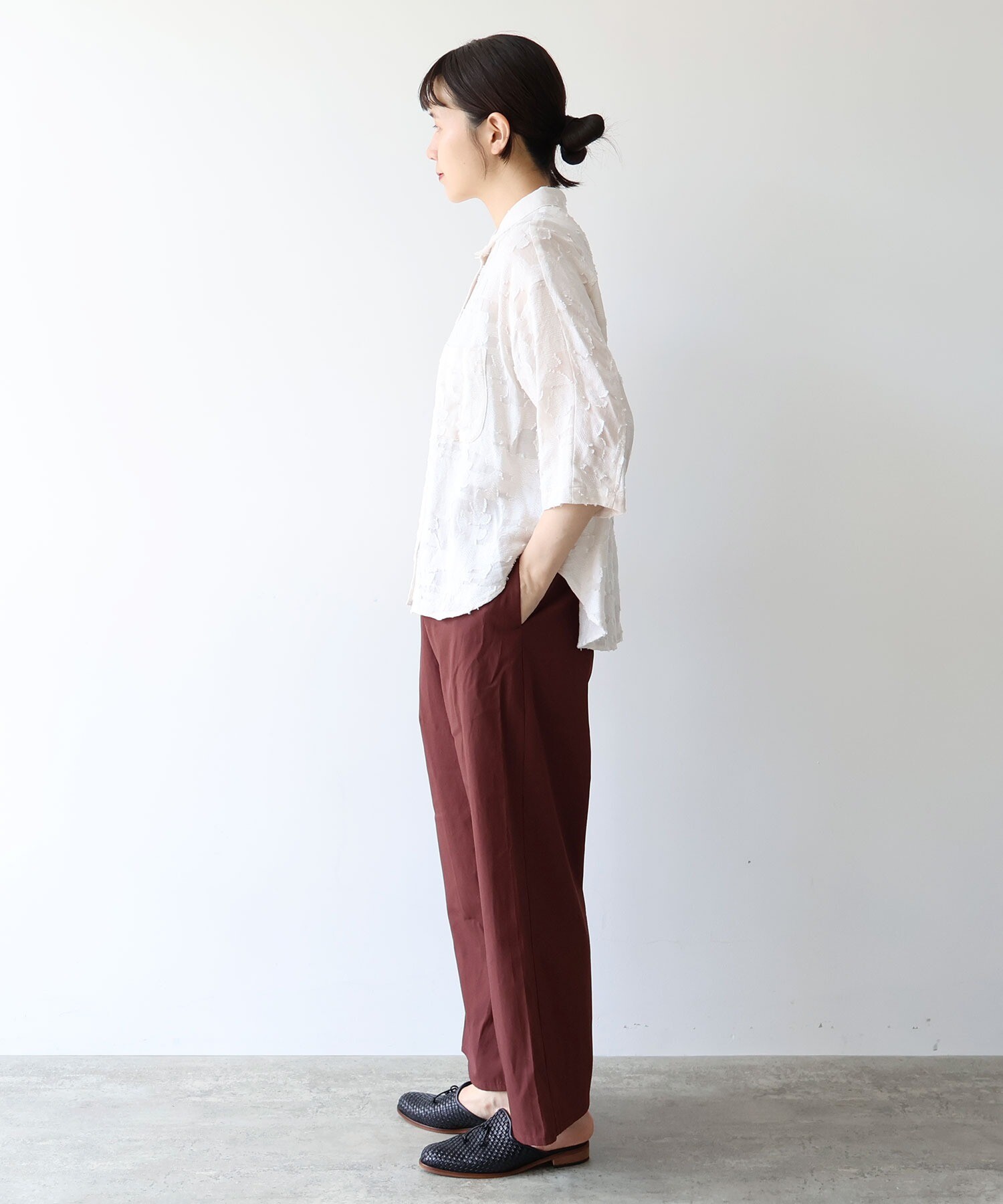 AMBIDEX Store ○シアーカットジャカード シャツ(F クロ): yuni