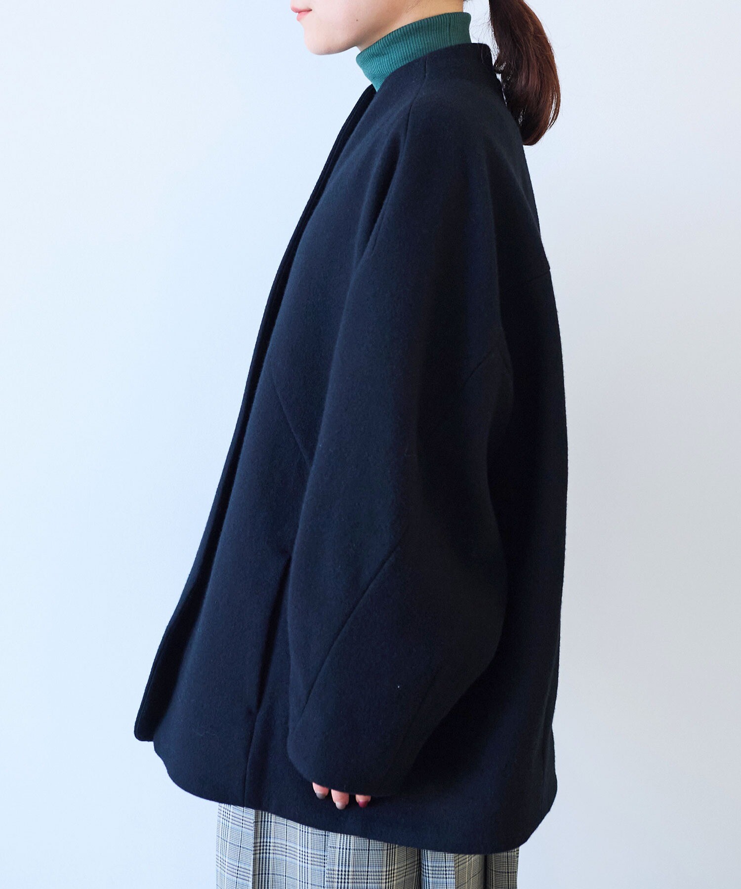 専用イネド コクーンシルエットコート グレーベージュ アルパカM 9号