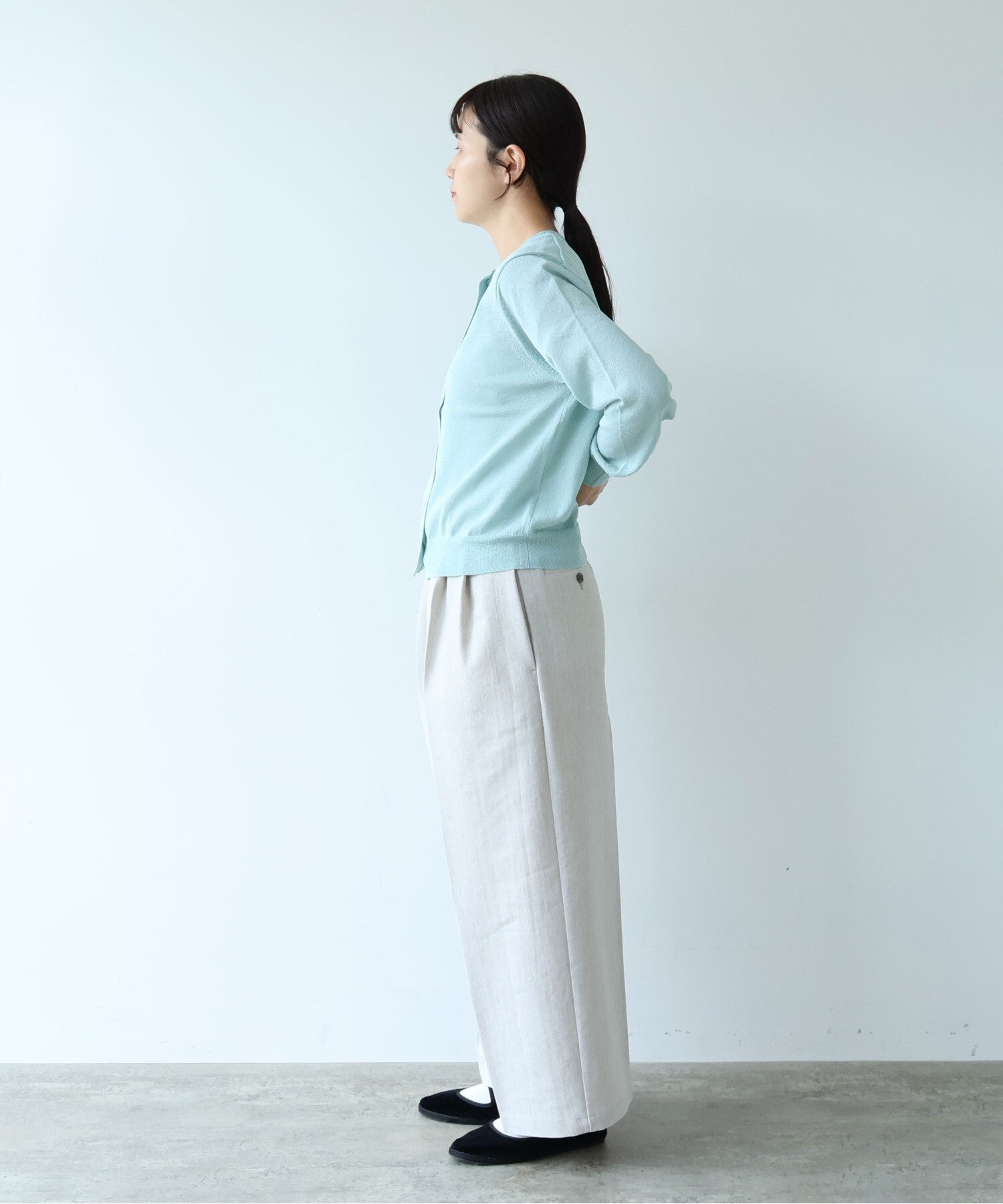 AMBIDEX Store 12G和紙/Polyester カーディガン(F ミントブルー): yuni
