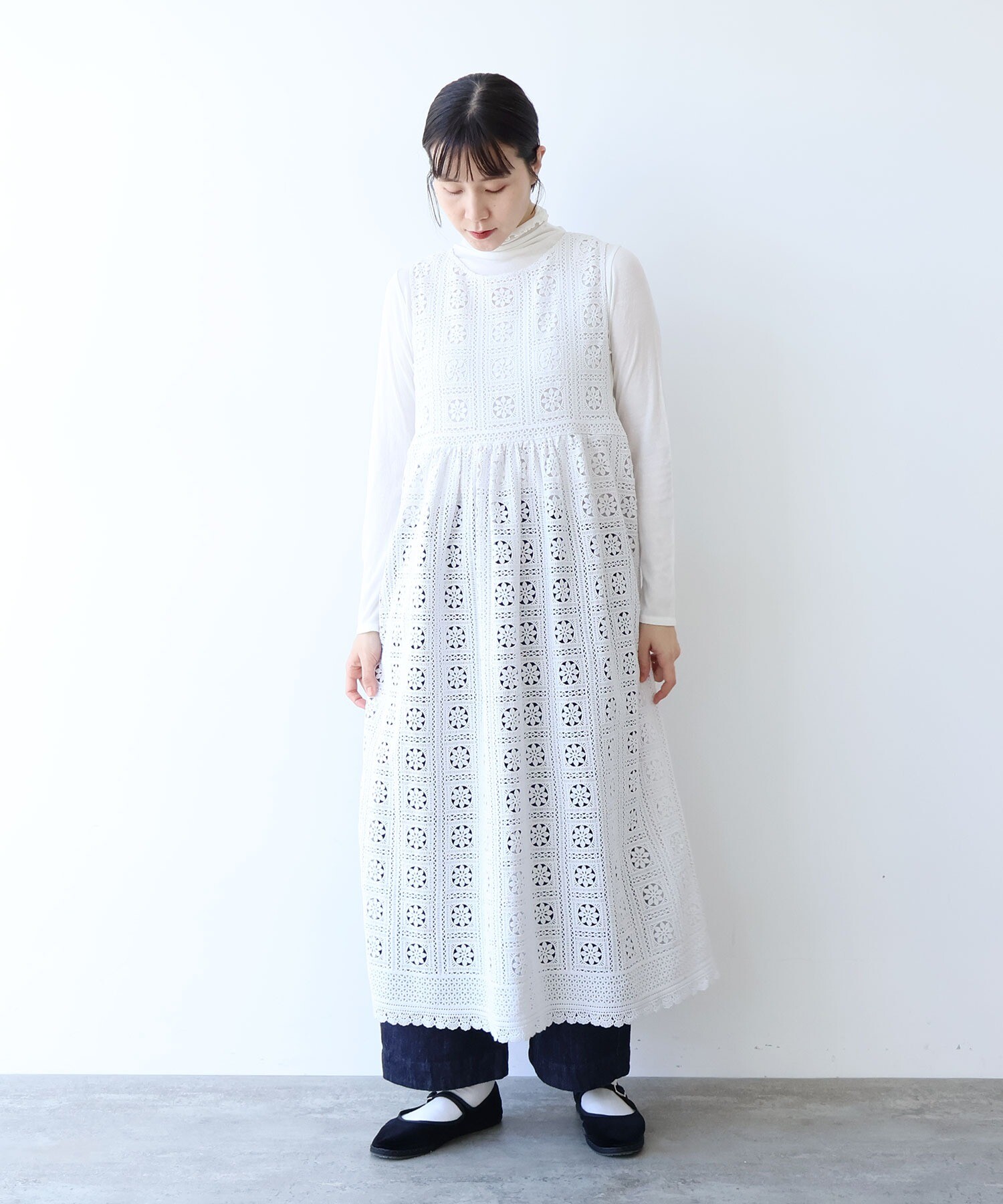 AMBIDEX Store ○コットンレース side open ワンピース(F アンティーク