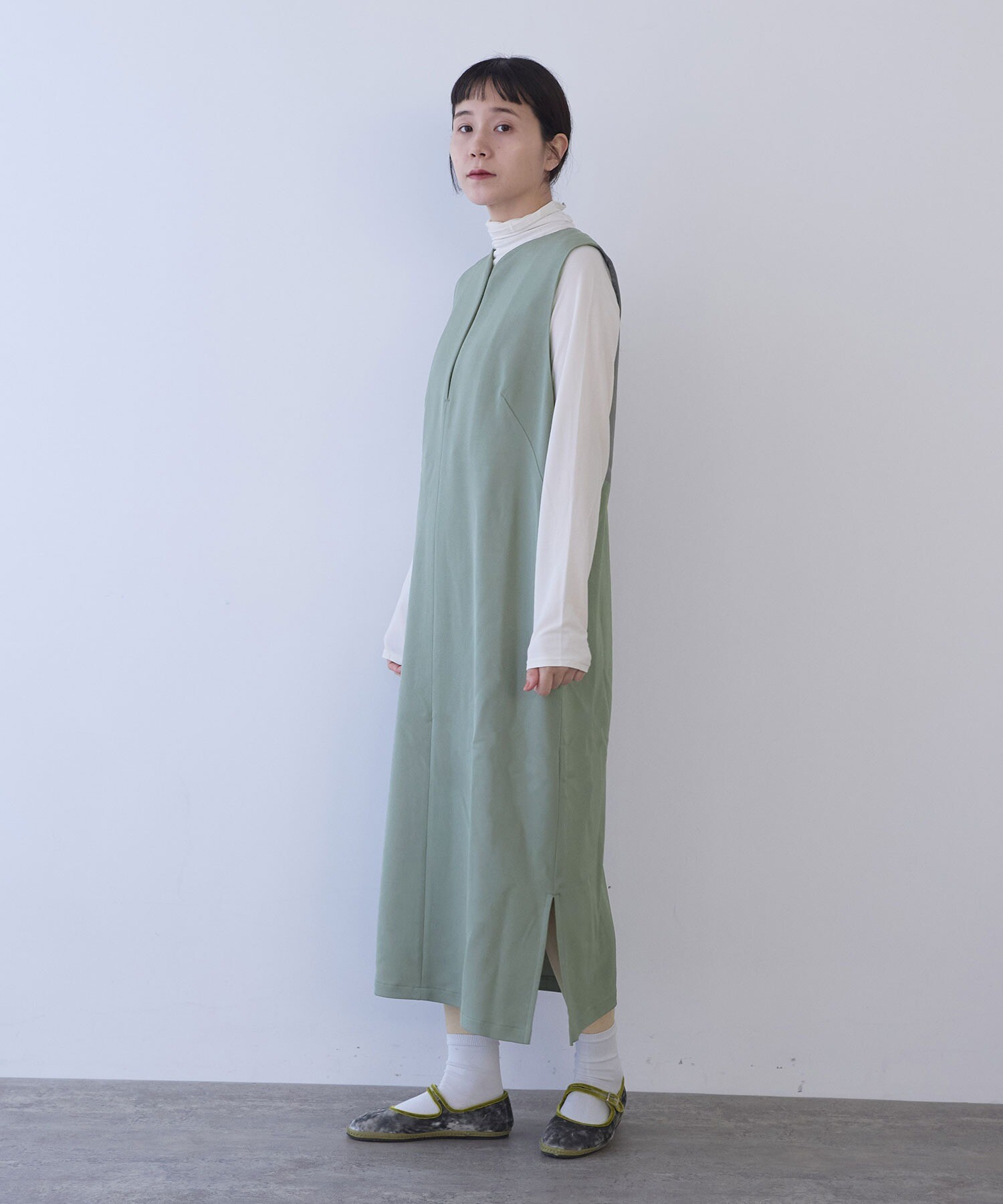 AMBIDEX Store ○レーヨンウール slit neck jumper スカート(F コン): yuni