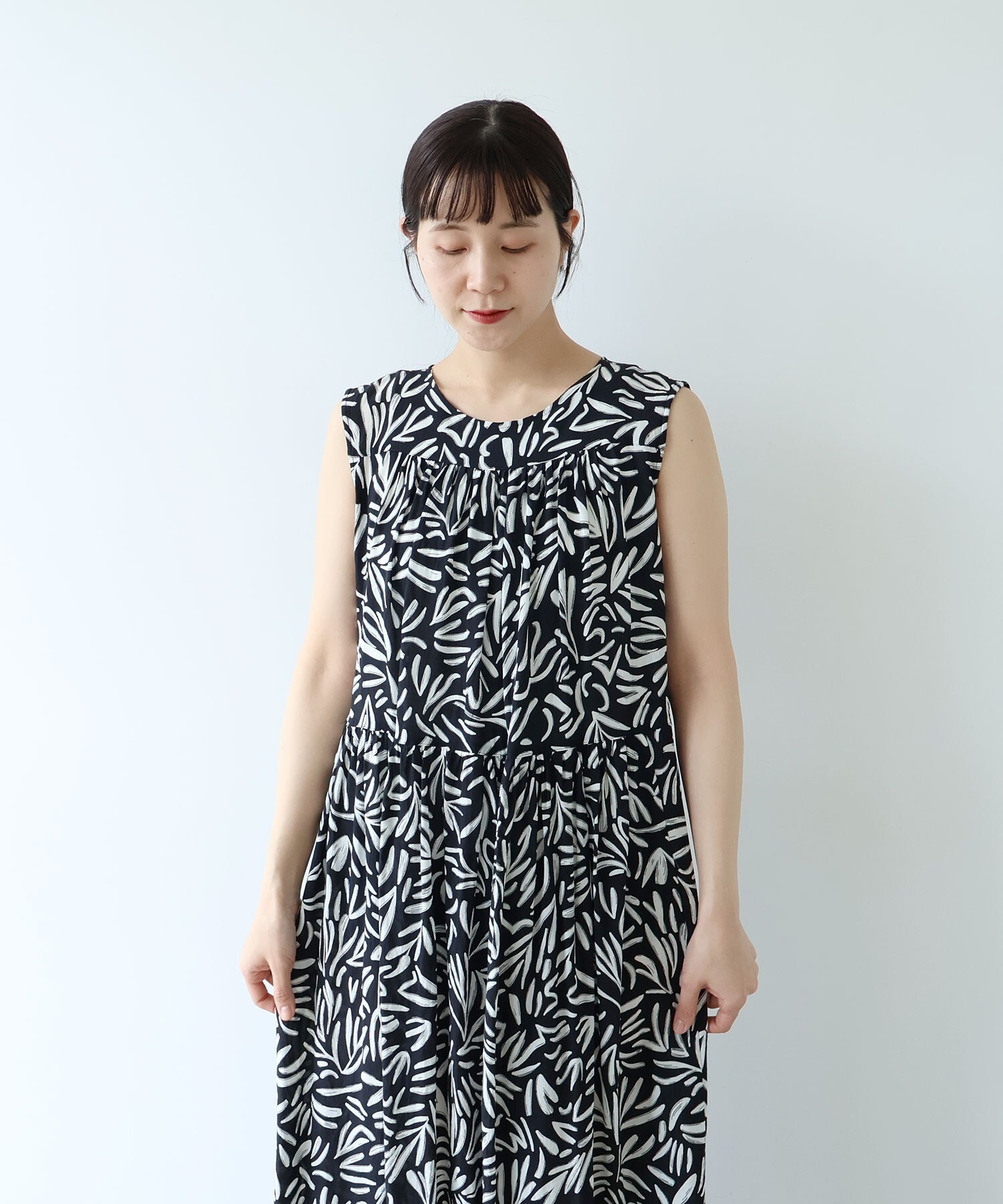 AMBIDEX Store Rayon/Cupra/cotton print tiered no sleeves