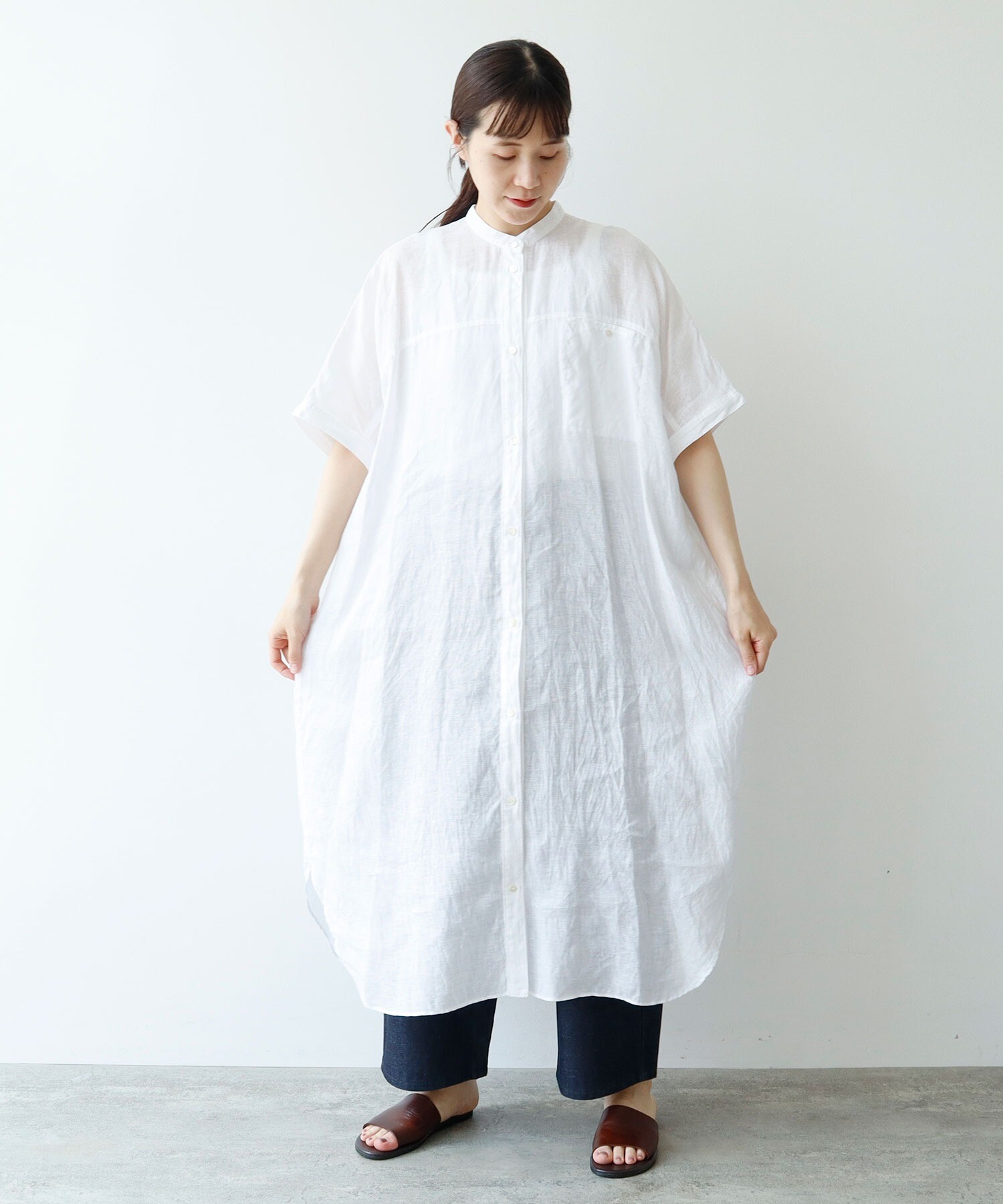 AMBIDEX Store △○ウォッシュリネン ワンピース(F シロ): yuni