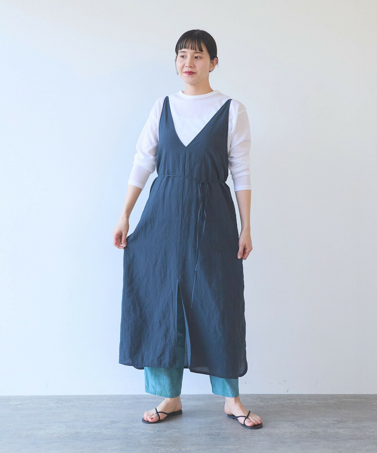 AMBIDEX Store 強撚CottonLinen 近江晒 wrap ワンピース(F