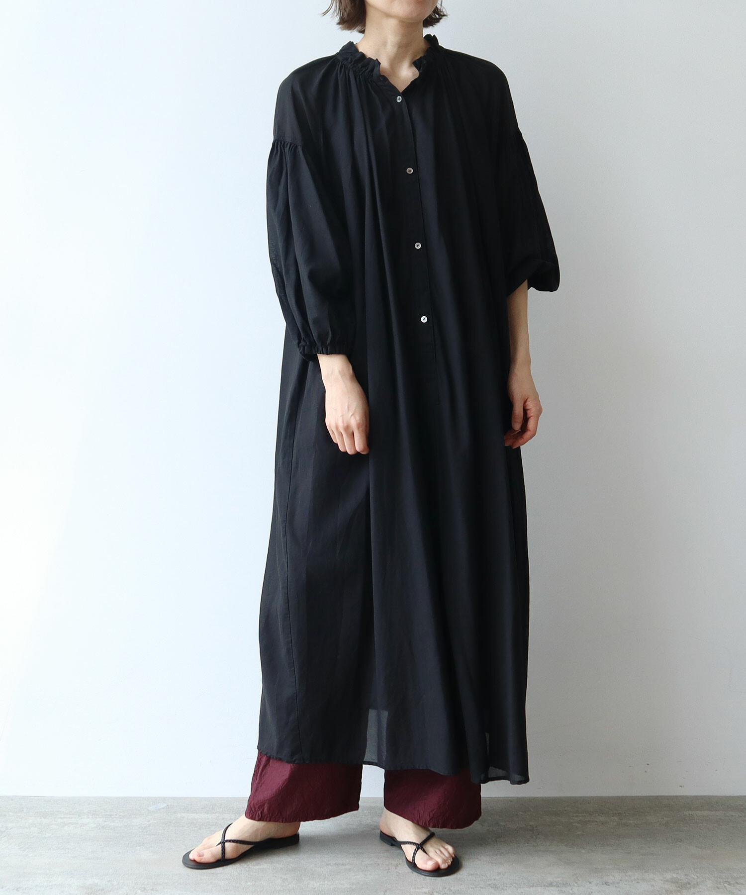 AMBIDEX Store ハイツイストコットン gather collar ワンピース