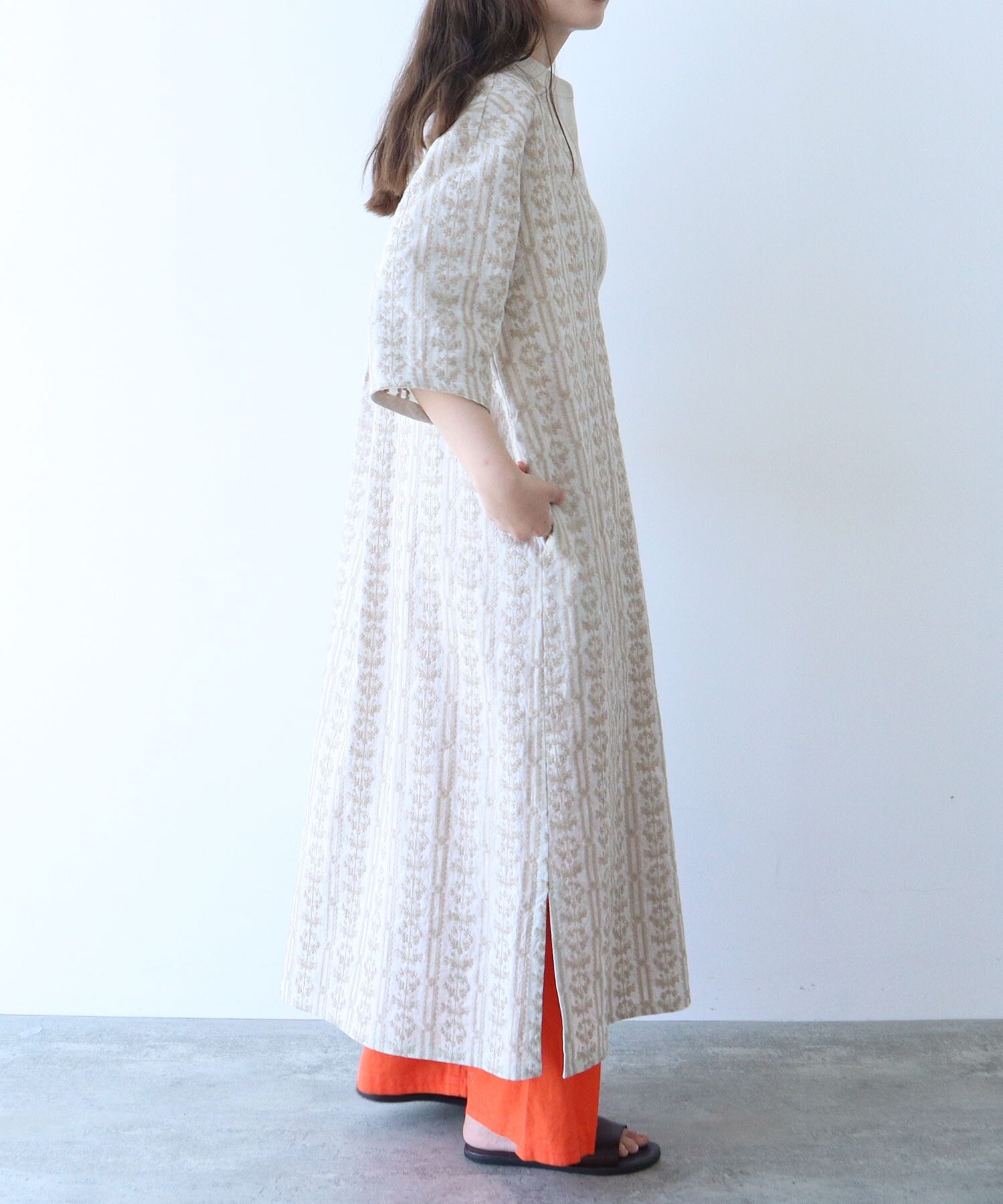 【海外限定】GinaBacconi ワンピース☆Green Anna Puff Glitter AMBIDEX Store △○L/embroidely kaftan ワンピース(F クロ): yuni