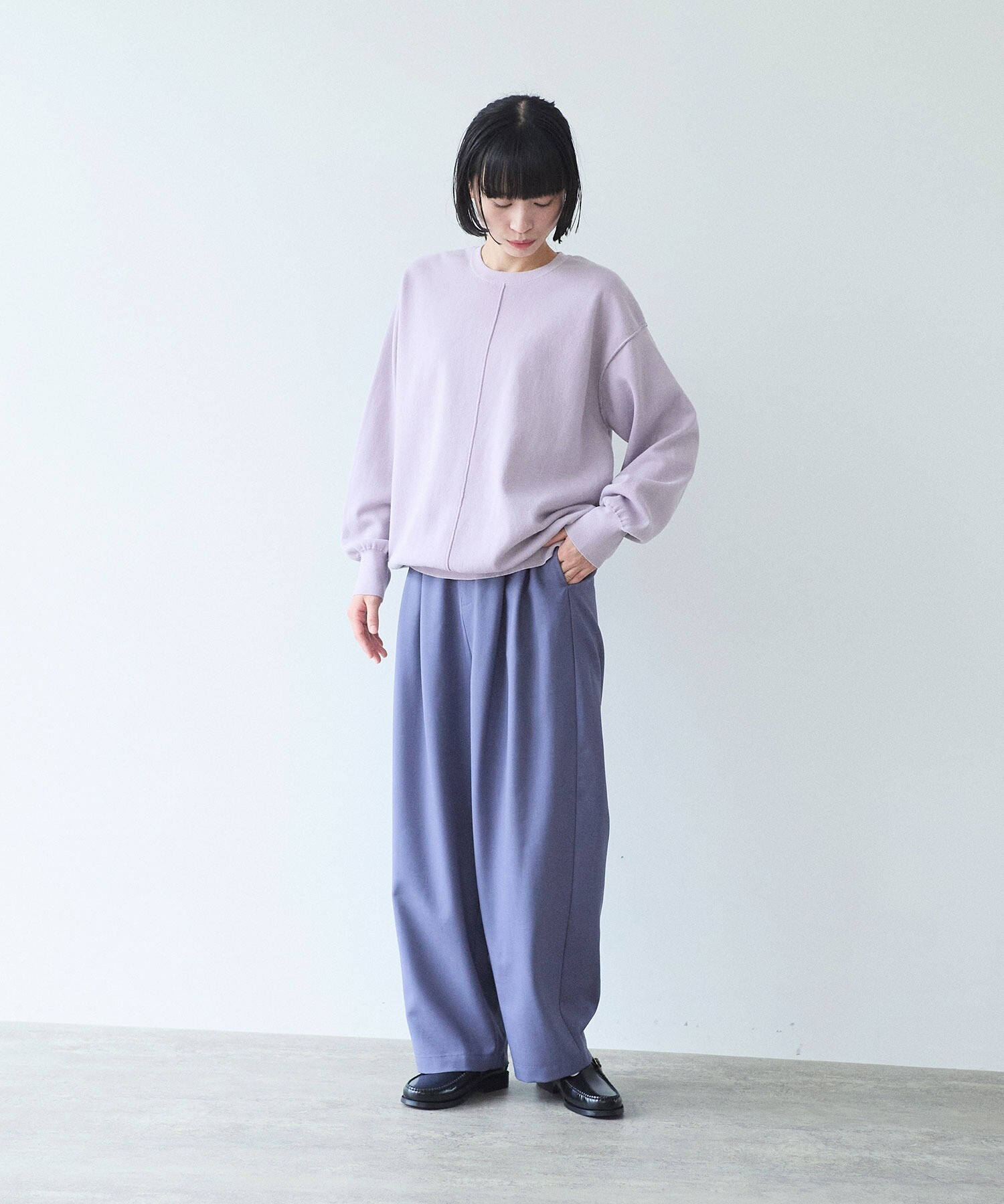 AMBIDEX Store ウォッシャブルサマーウール テーパードパンツ(M クロ