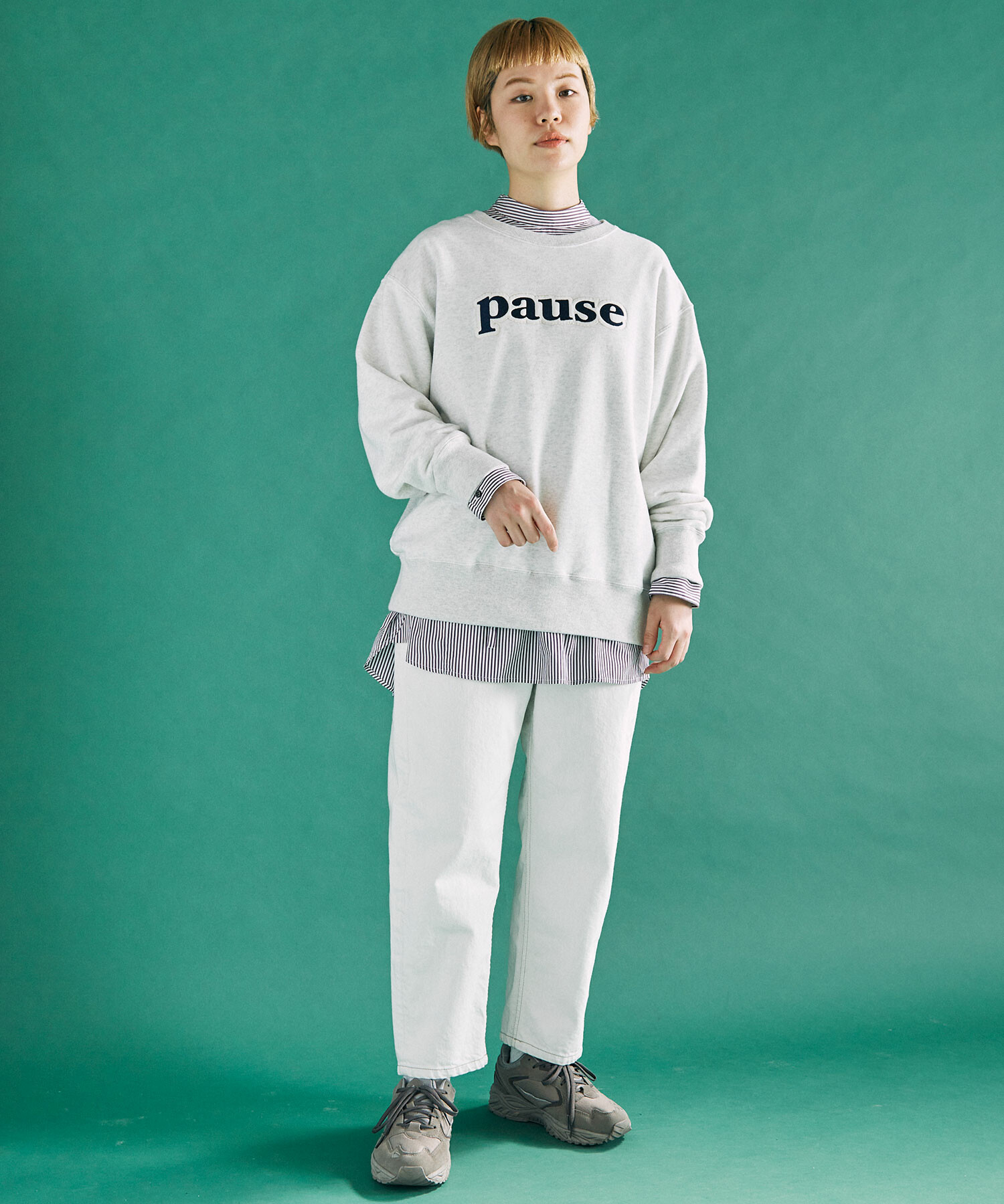 AMBIDEX Store △○30/8裏毛 pause ロゴ プルオーバー(F NAVY): FLAT 