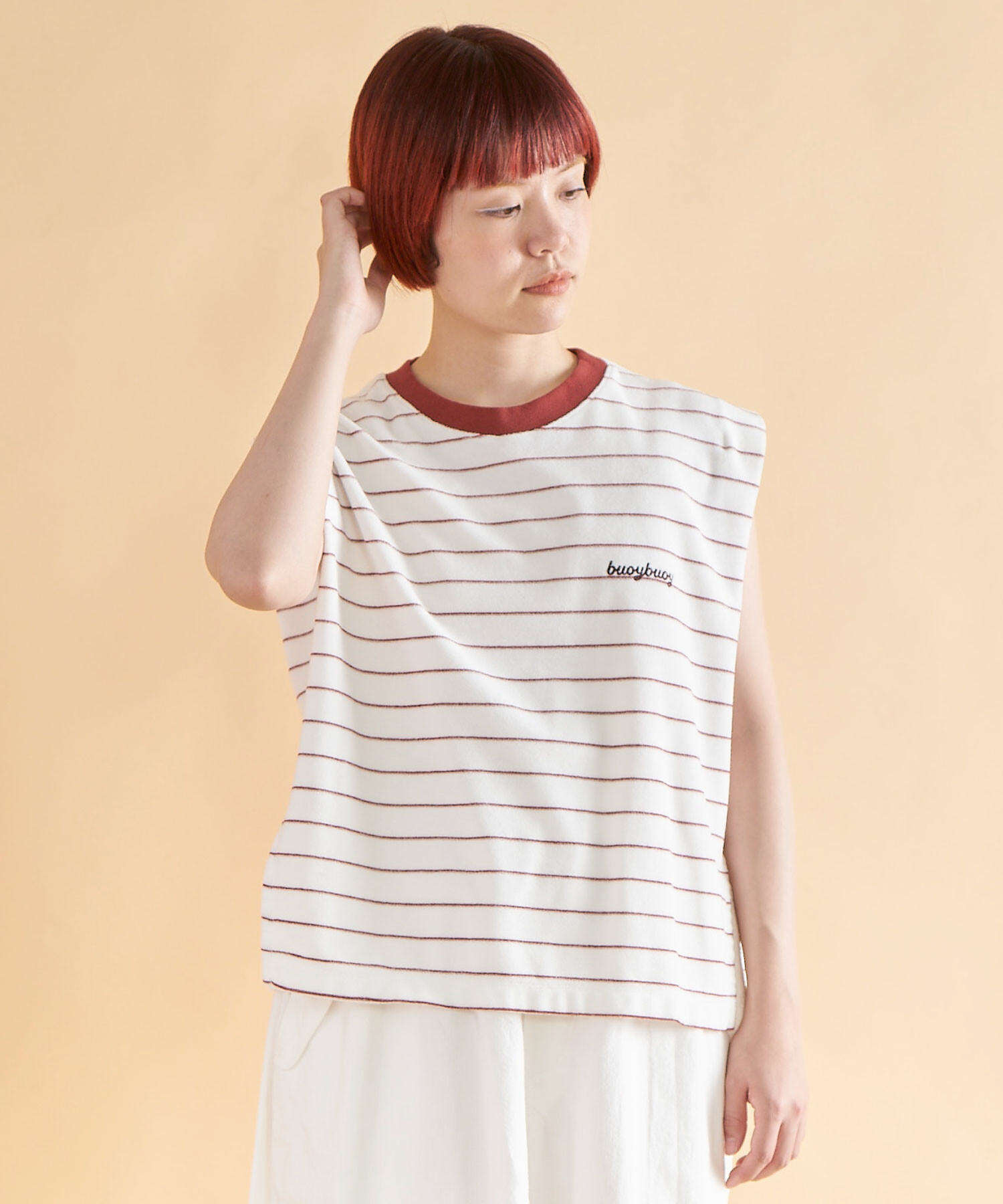 AMBIDEX Store ○pil border MINI プルオーバー(F WHITE×RED): FLAT 