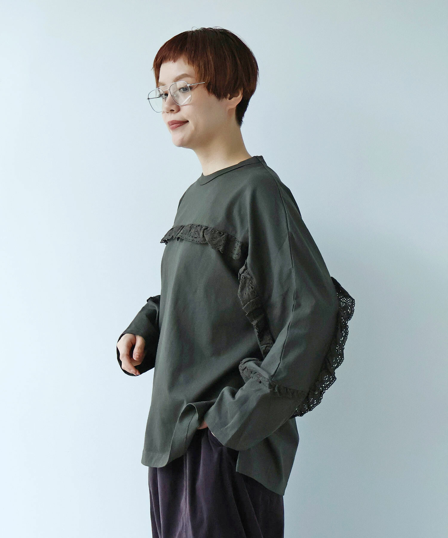 AMBIDEX Store ○cotton lace LONG プルオーバー(F BLUE GREY): buoybuoy