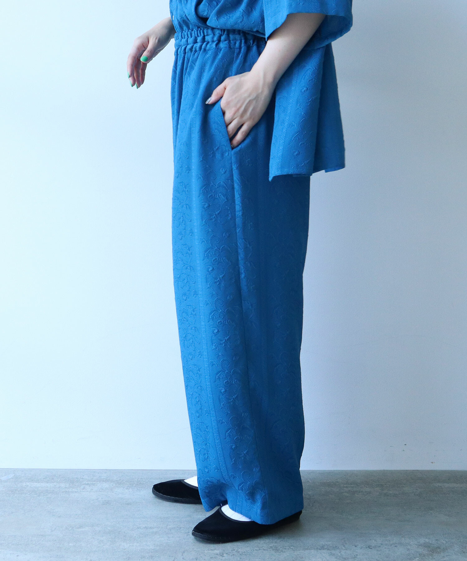 AMBIDEX Store ○botanical stripe パンツ(F LIGHT BLUE): FLAT