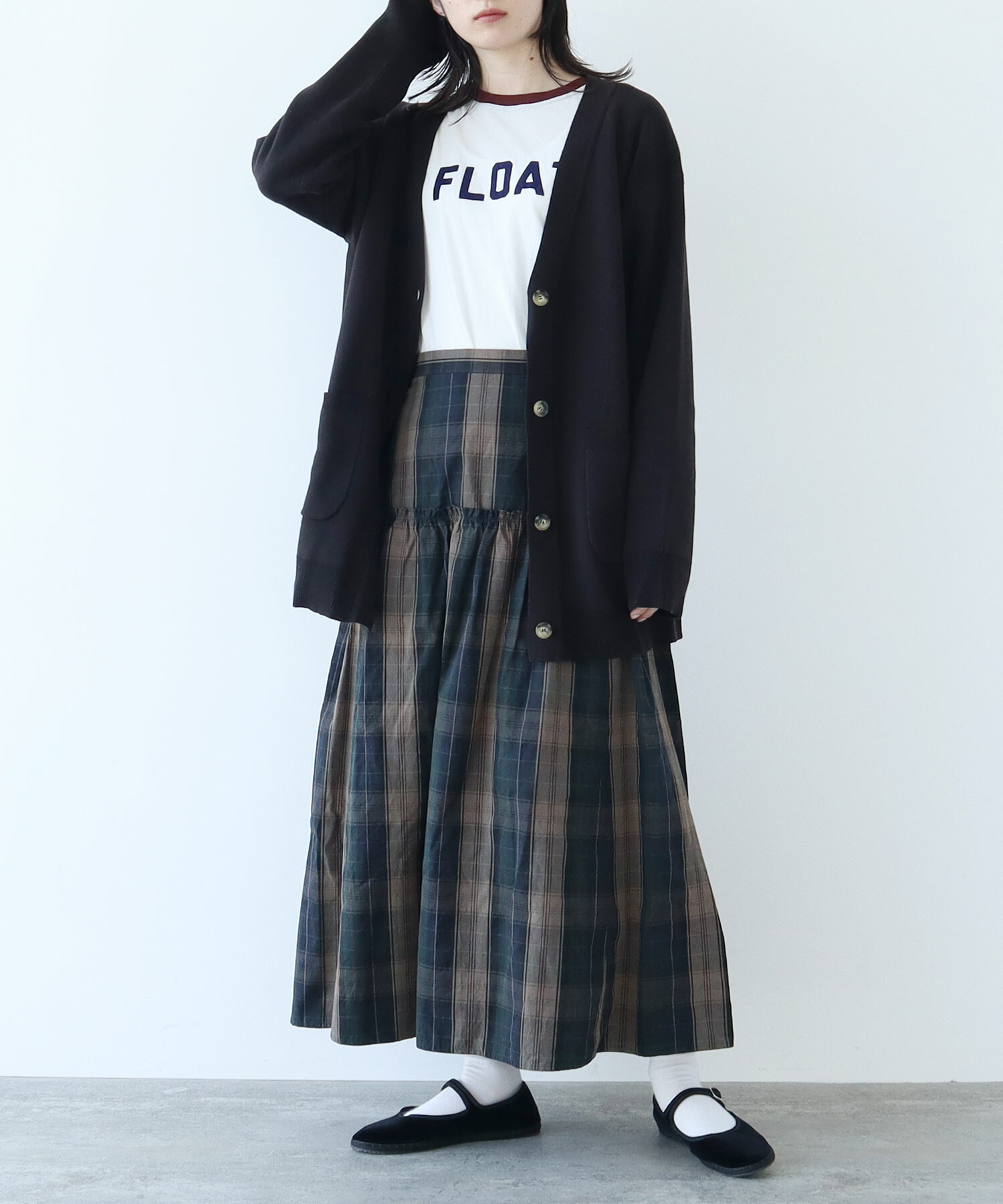 AMBIDEX Store △CHECK EDODAKI TIERED スカート(F KHAKI): FLAT-cic 