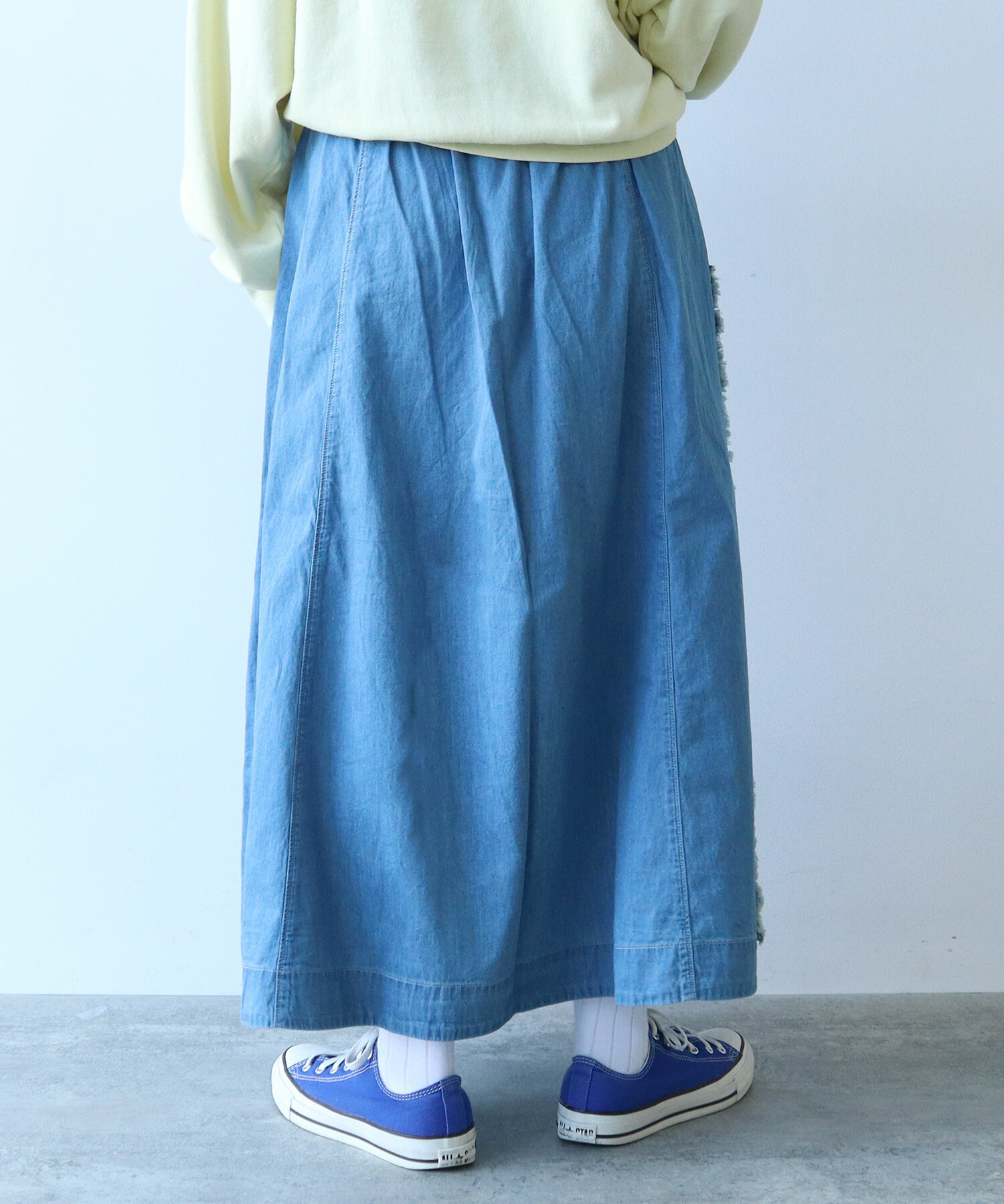 AMBIDEX Store 5.5oz LIGHT DENIM FLARE スカート(F INDIGO