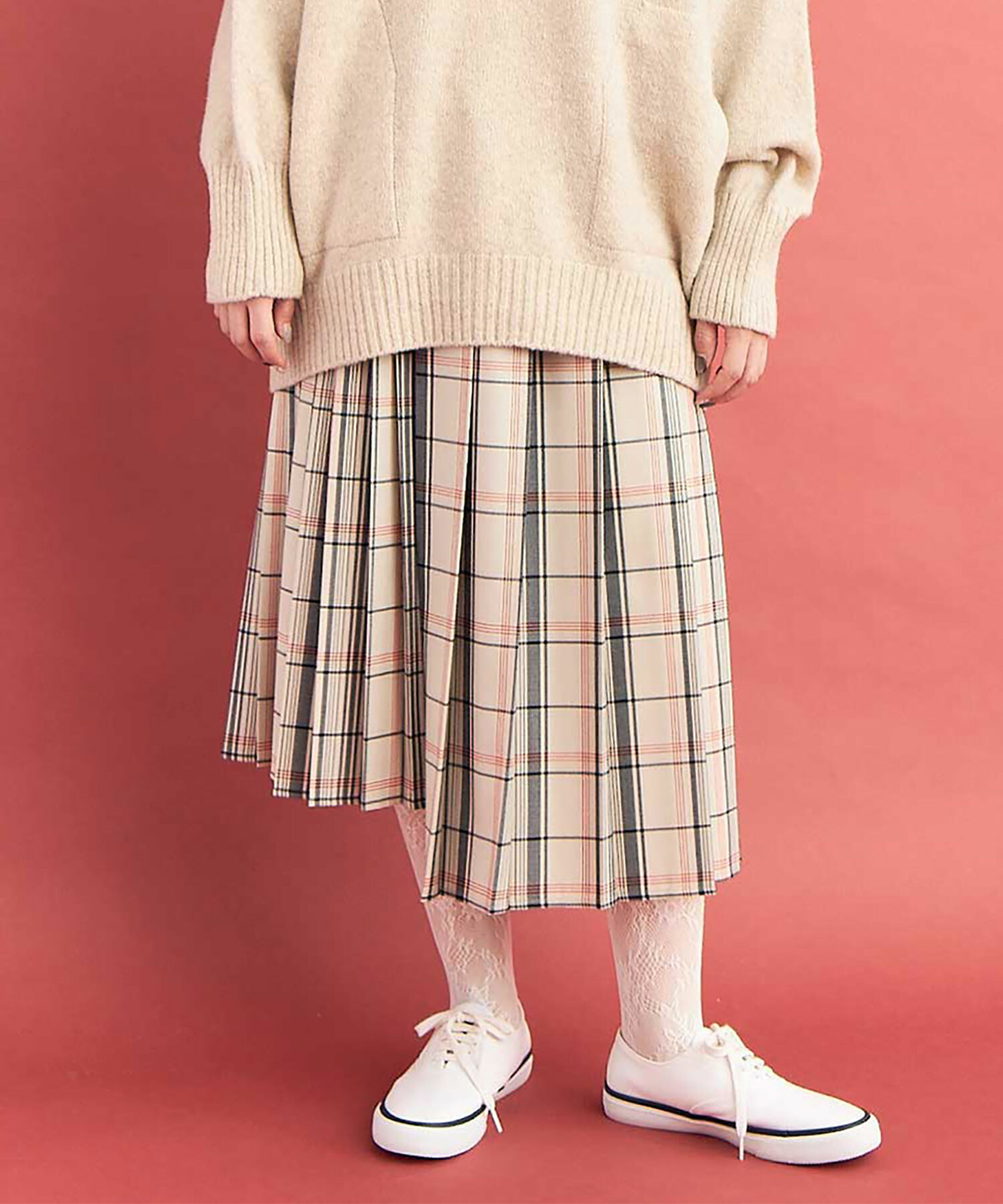 AMBIDEX Store 【予約販売】○TWILL CHECK MIX PLEATS スカート