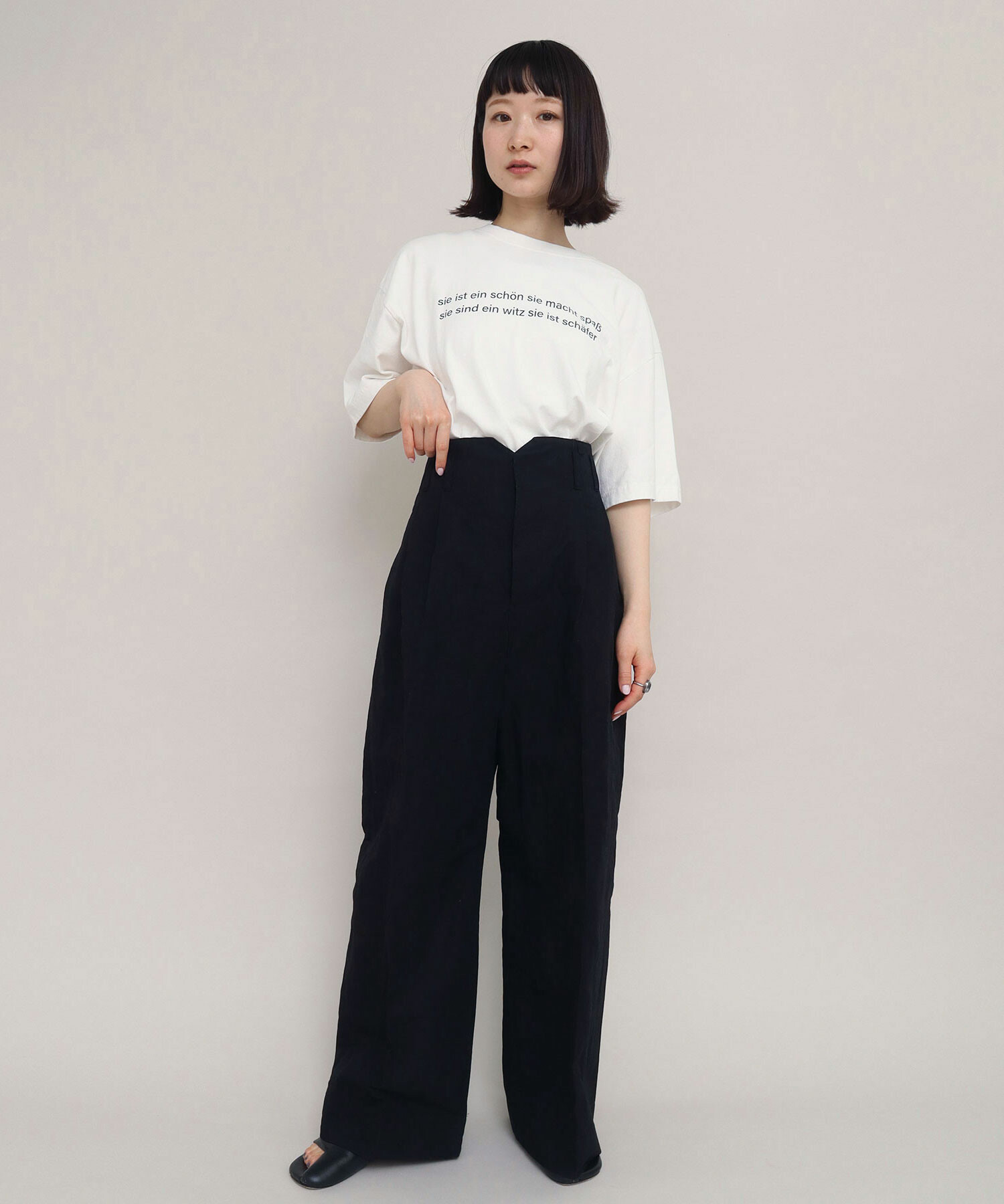 AMBIDEX Store 〇製品染めロゴプリント BIG Tシャツ(F シロ): iki