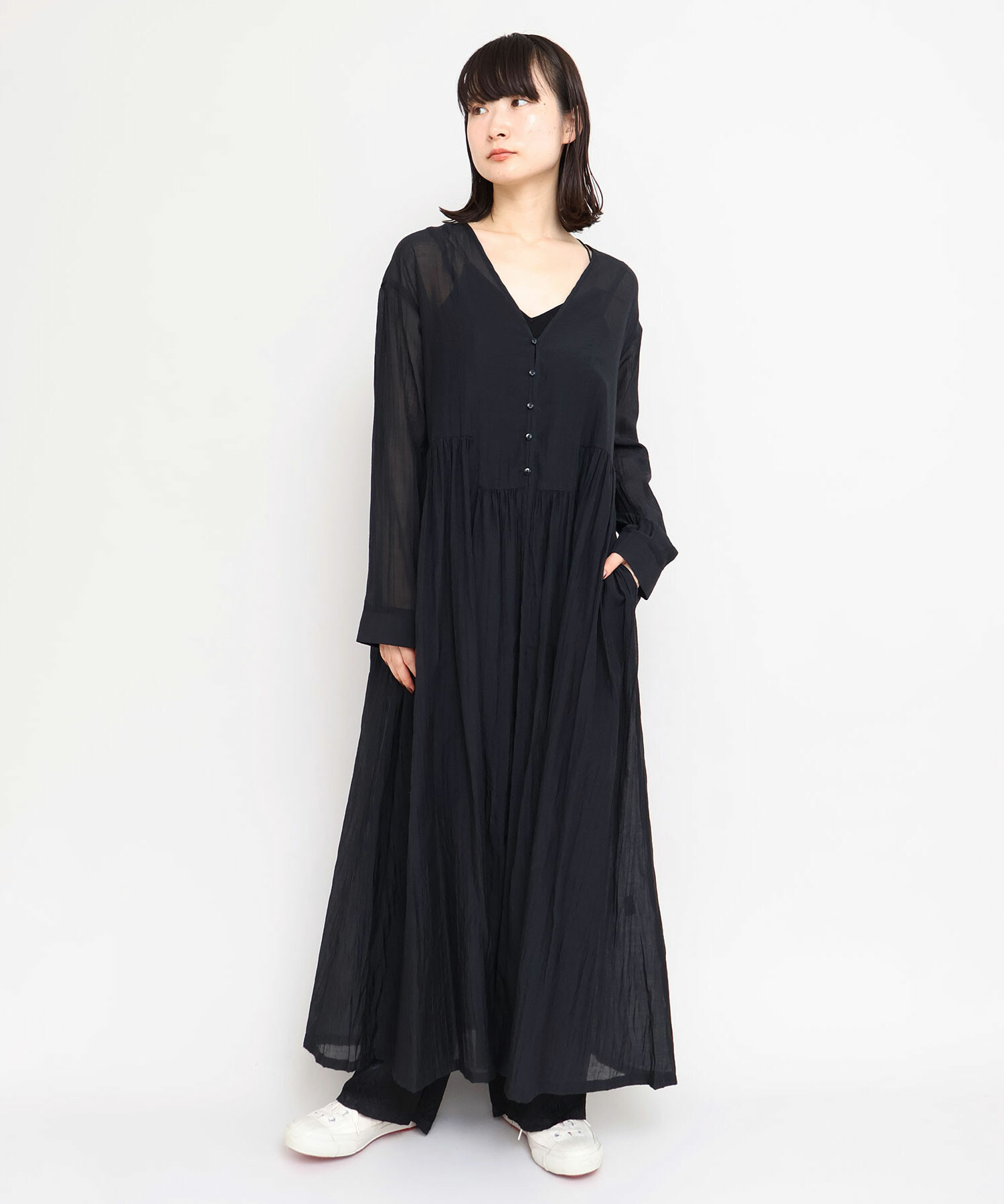 今期AW品　iki 綿ナイロンローン ガウンロング ワンピース 3101OP005252S11.jpg