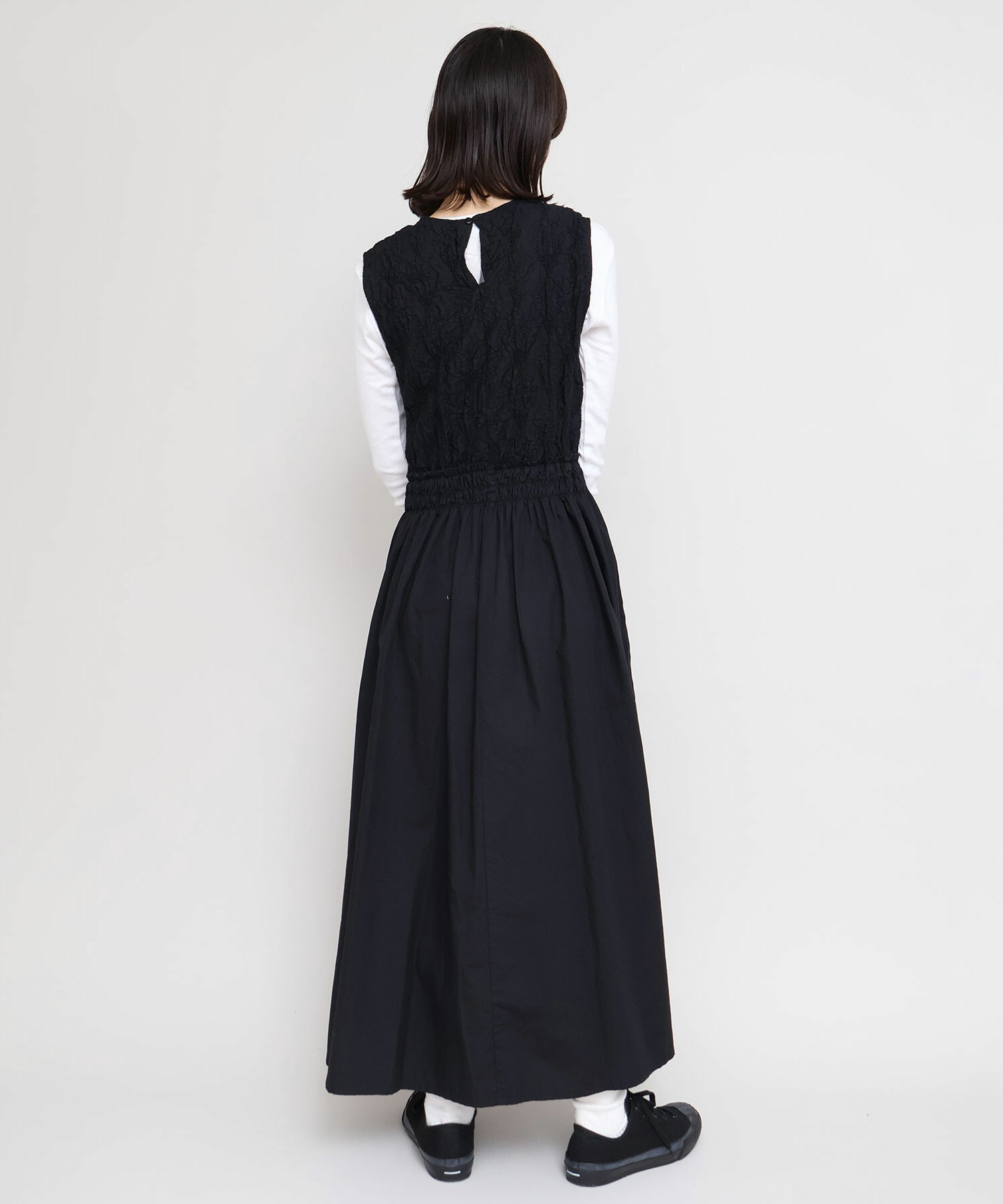 AMBIDEX Store シャーリング刺繍 ノースリギャザー ワンピース(F