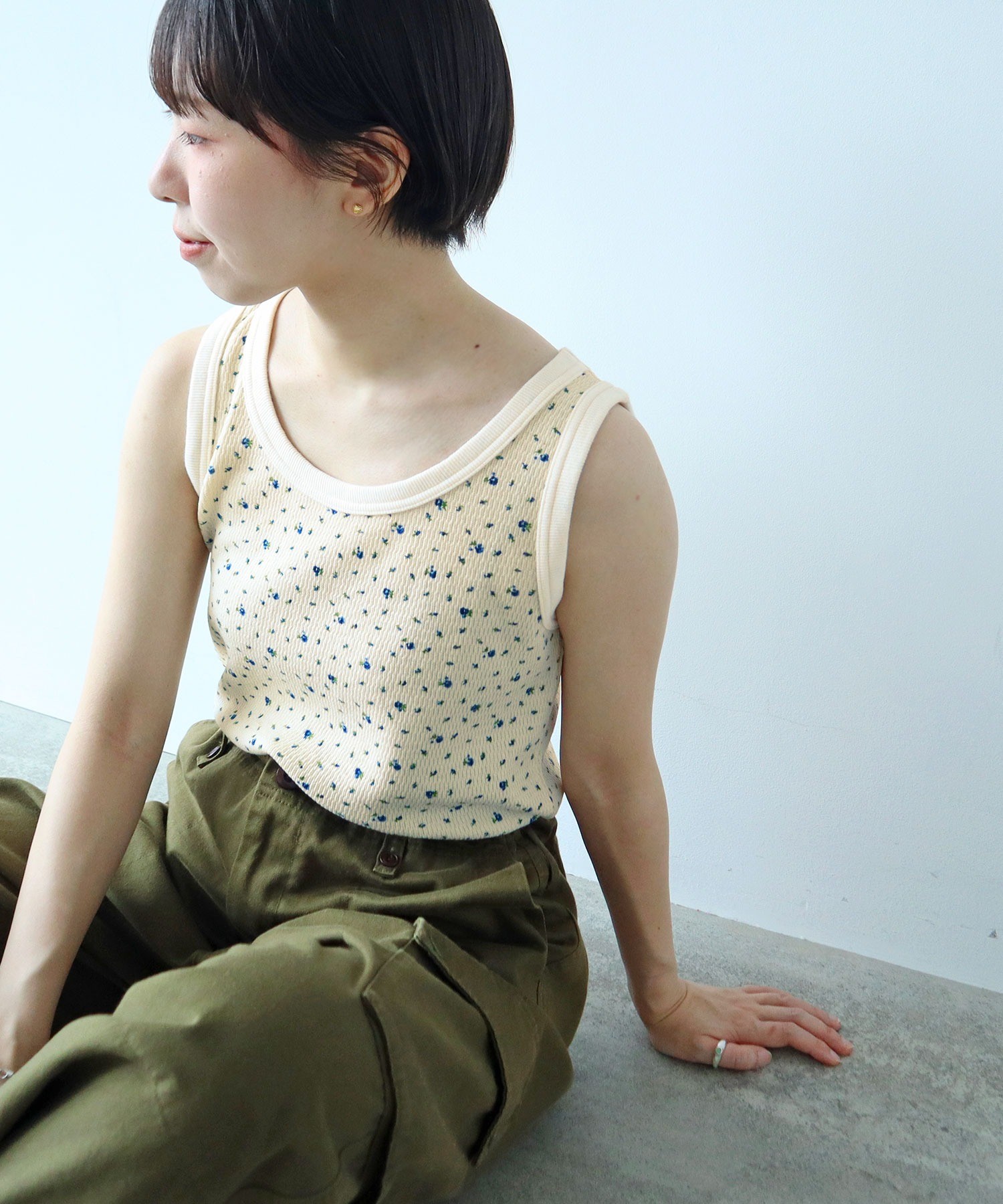 AMBIDEX Store 【予約販売】○USEDサーマル小花プリント タンク