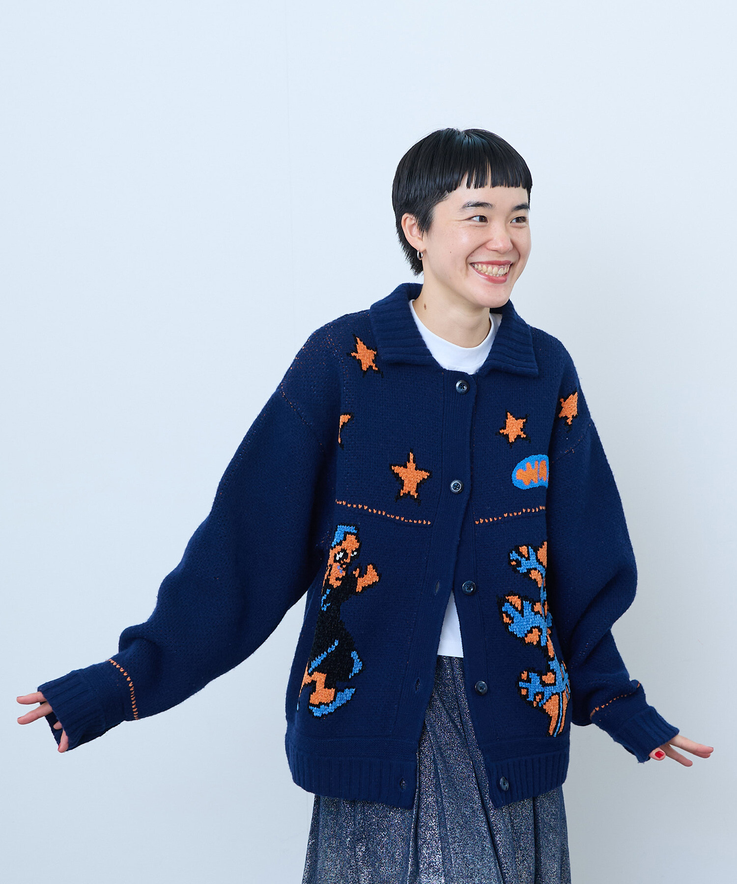 A/W Blumarine ブルマリン モッズコート 刺繍 38 AMBIDEX Store △○ドット刺繍 ノーカラーコート(F チャ): l