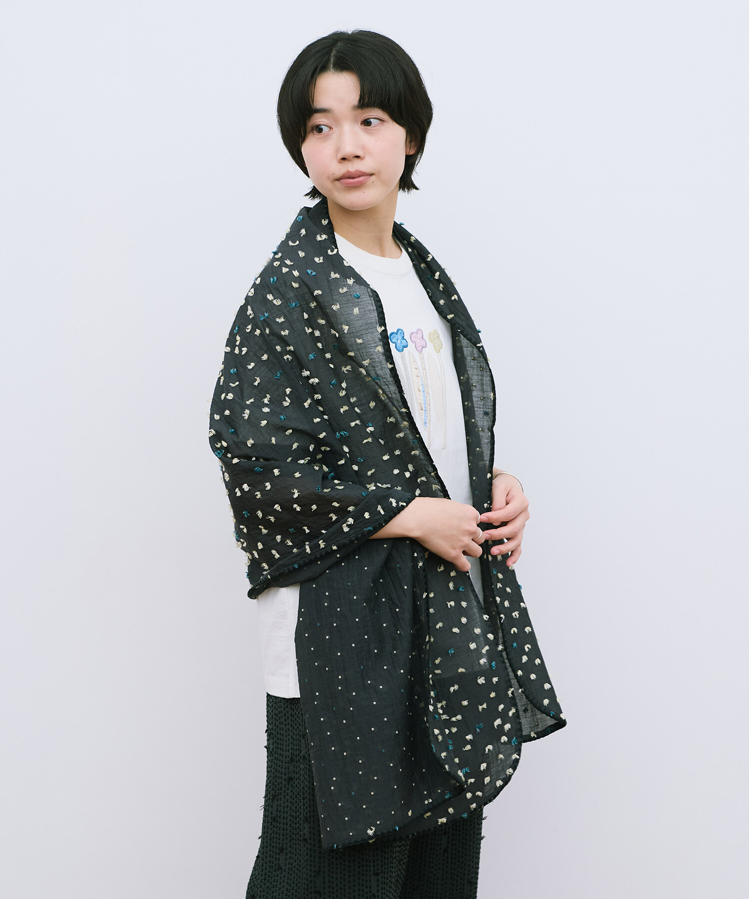 AMBIDEX Store 〇花吹雪' jacquard ストール(F チャコールグレー): Rin