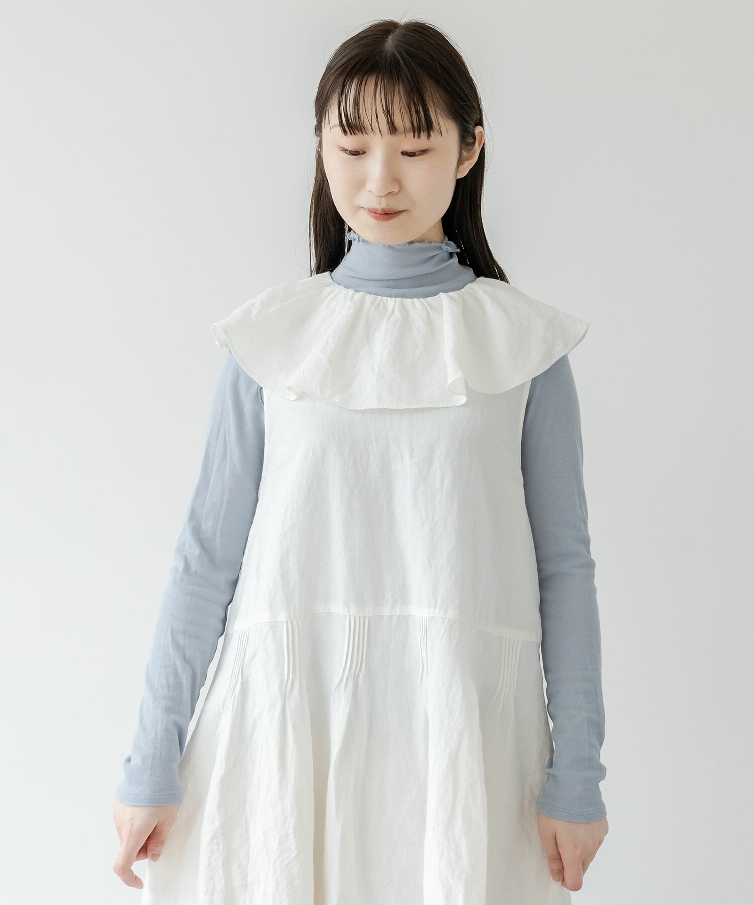 AMBIDEX Store ○linen pin tuck dress 01(F シロ): FLAT-cic-HATENA