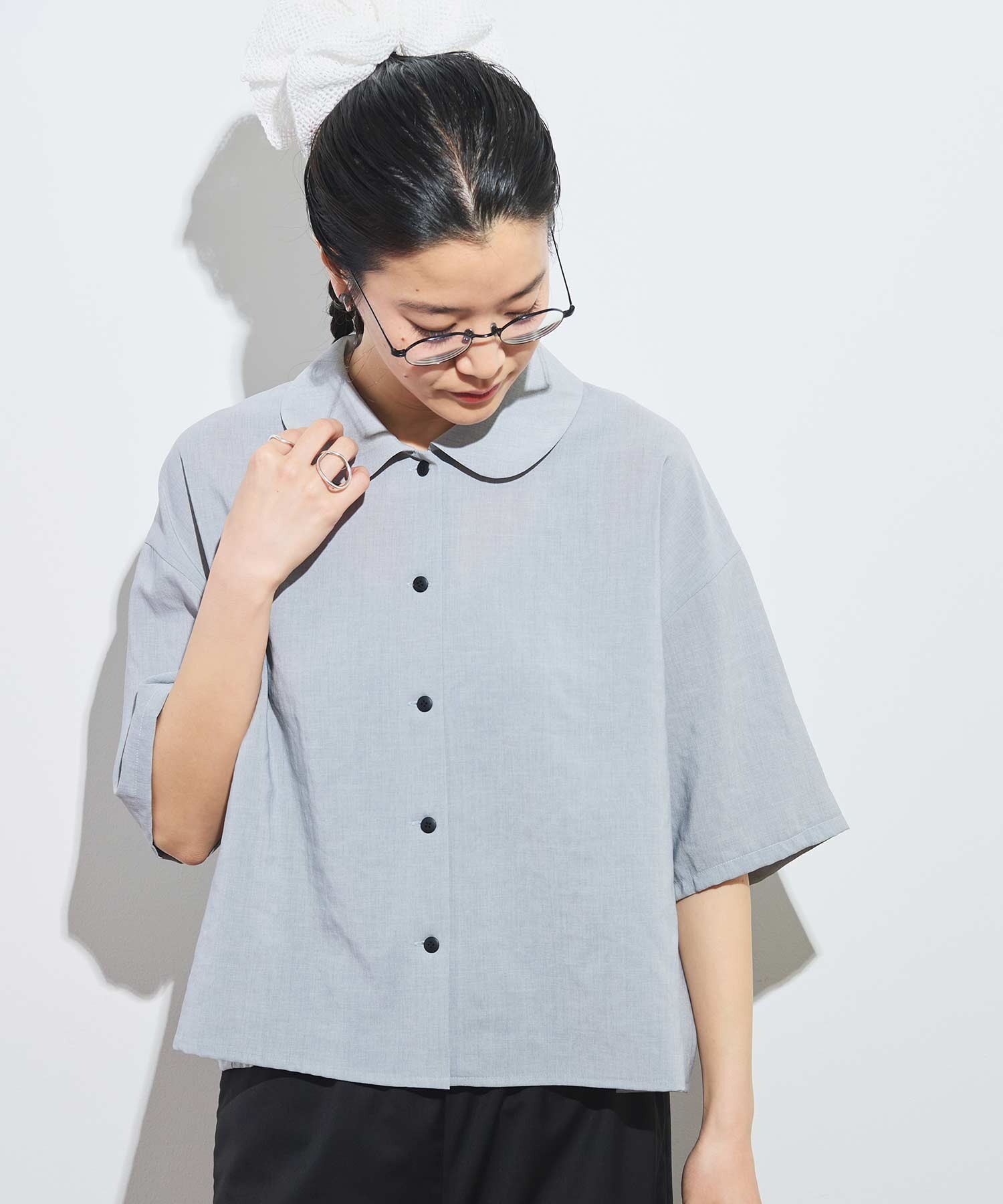 AMBIDEX Store 【予約販売】〇round collar shirt (F シロ): l