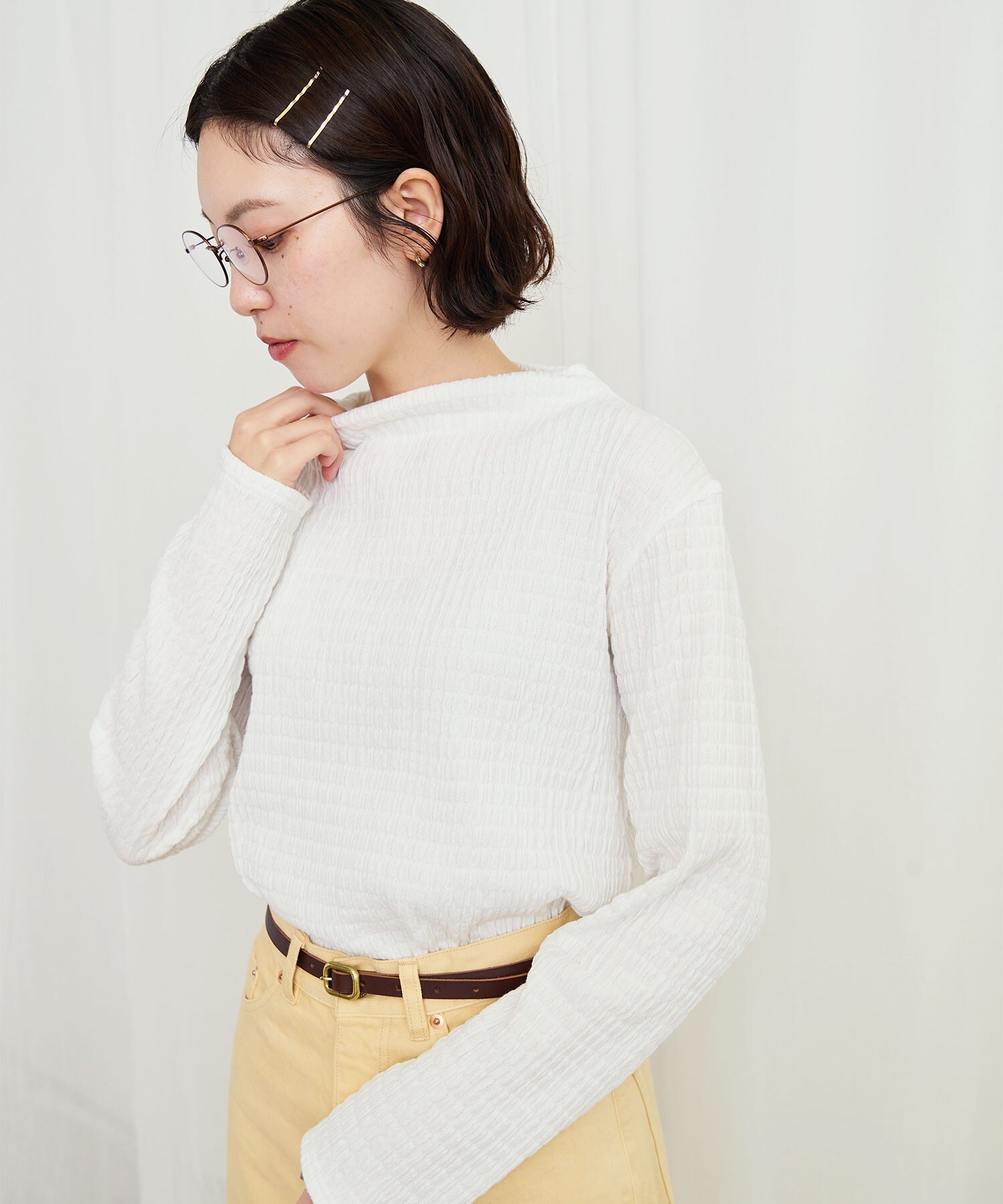 美品ErmannoScervinoシルク&カシミヤ切替 ふわふわシルクチュニック