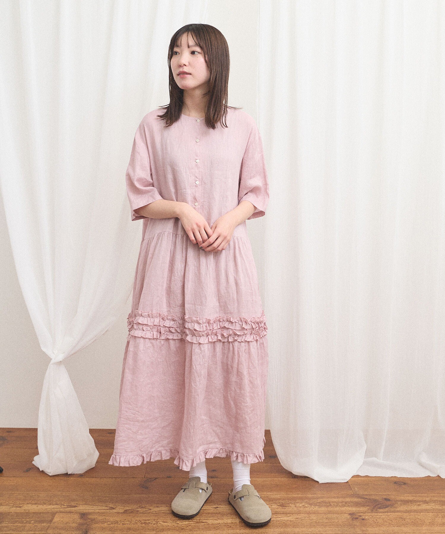 AMBIDEX Store daily LINEN dress(F ピンク): l'atelier du savon