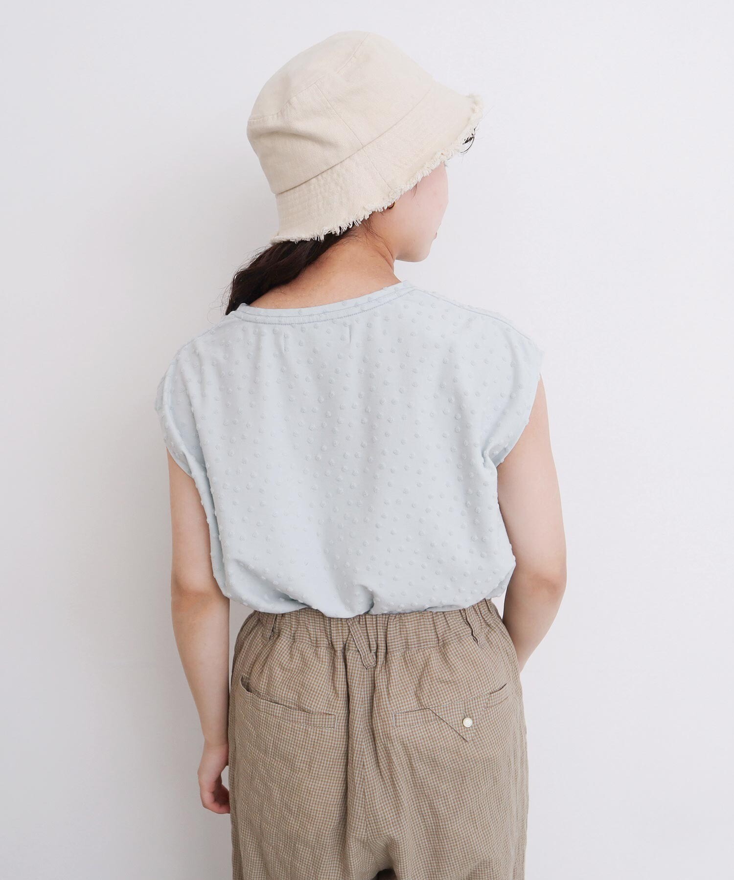 AMBIDEX Store △〇小ドットパイル フレンチTシャツ(F キナリ