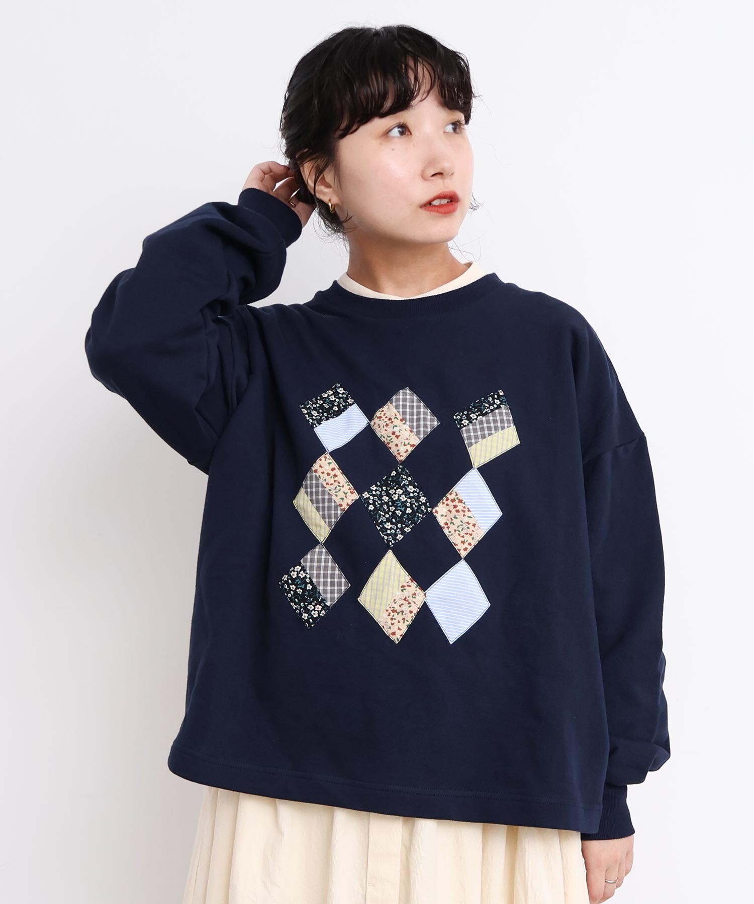 AMBIDEX Store 【予約販売】○キルトのようなアップリケ裏毛プル