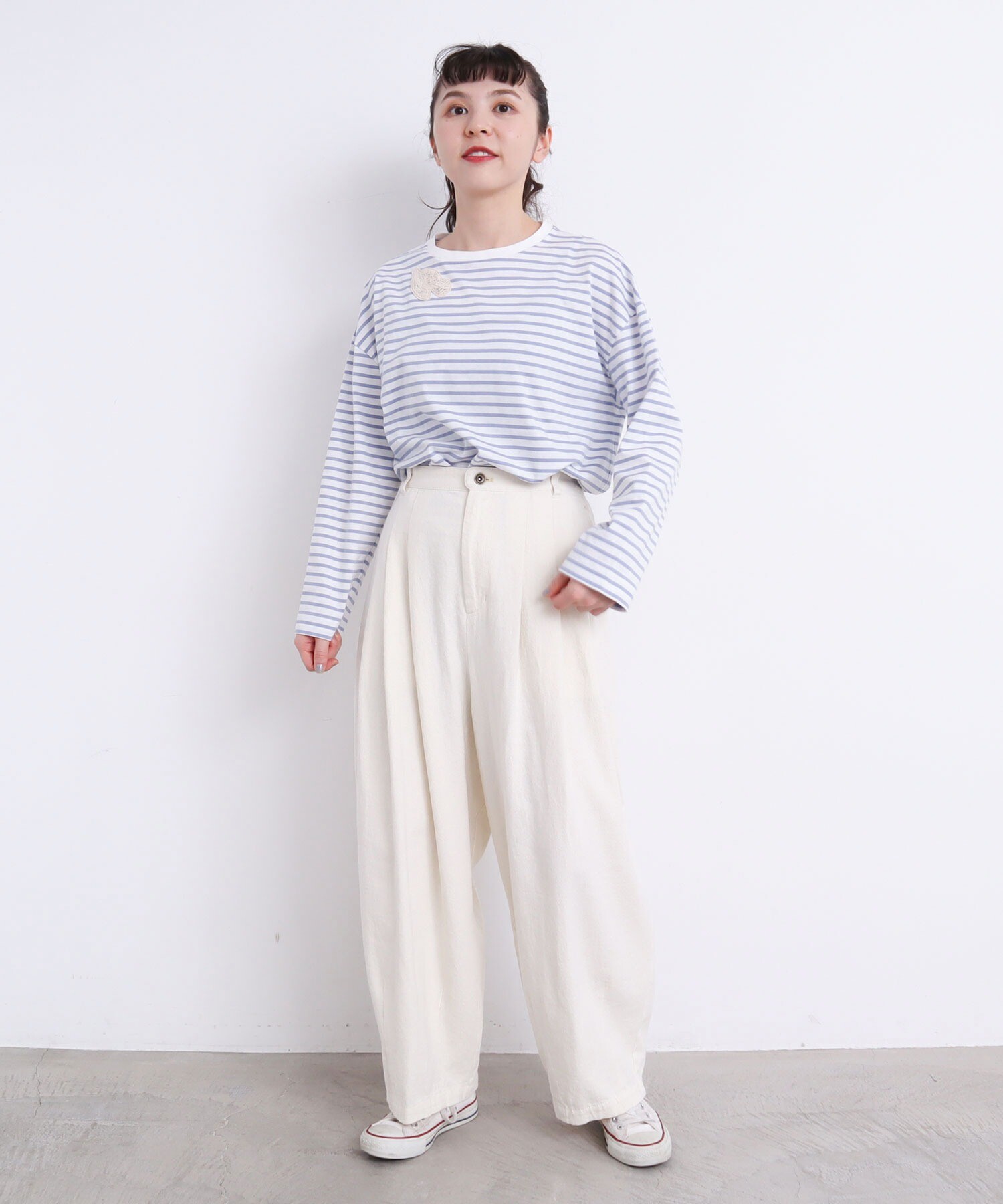 AMBIDEX Store ○edodakiツイル くったりタックパンツ(F サックス): l 