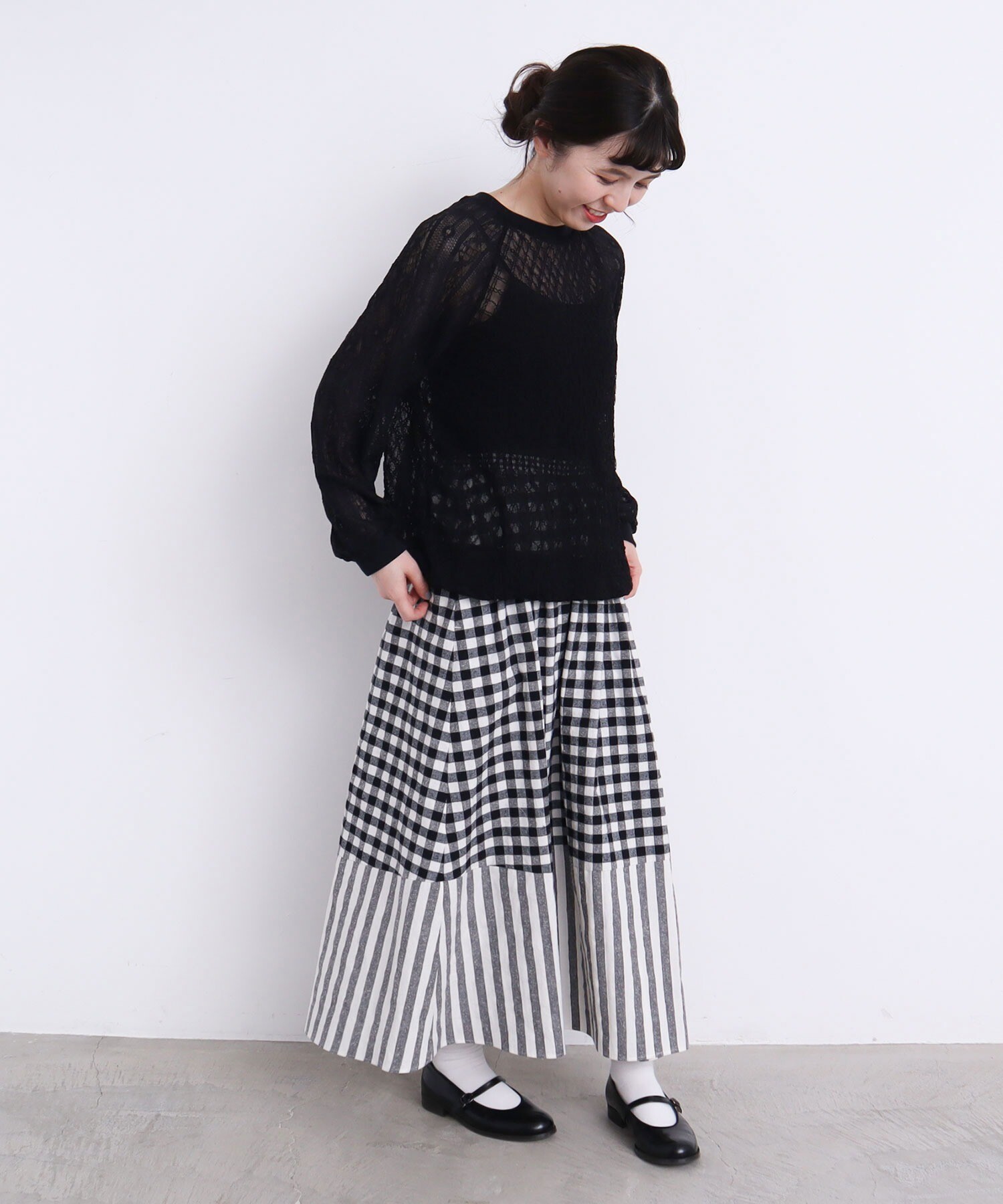 AMBIDEX Store ○コットン/シルク パッチワーク スカート(F アオ): l 