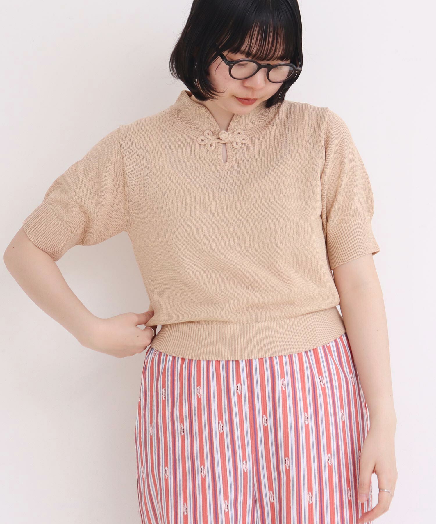 AMBIDEX Store △〇COTTON NYLON 華釦 半袖プルオーバー(F