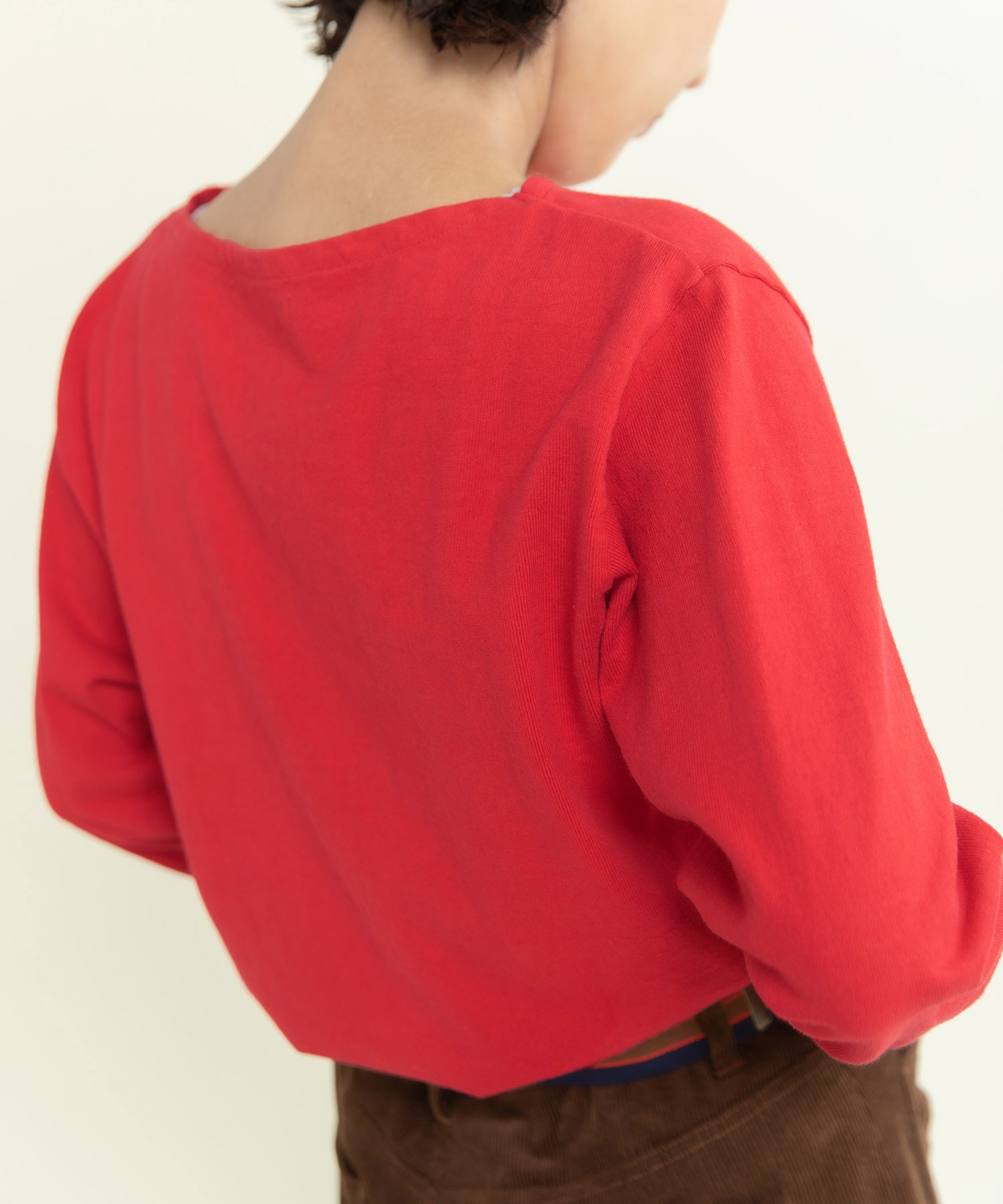 AMBIDEX Store 16/2空紡糸ボーダー 製品染めボートネックプルオーバー