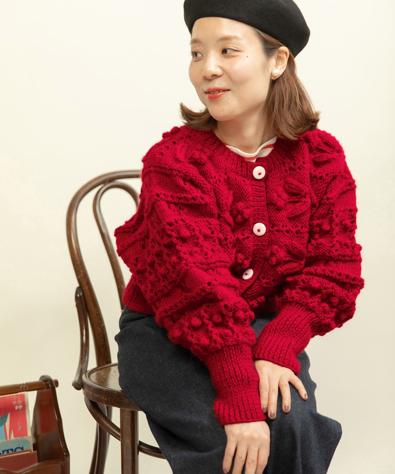 ネパールギルボックス もよう編みショートカーディガン