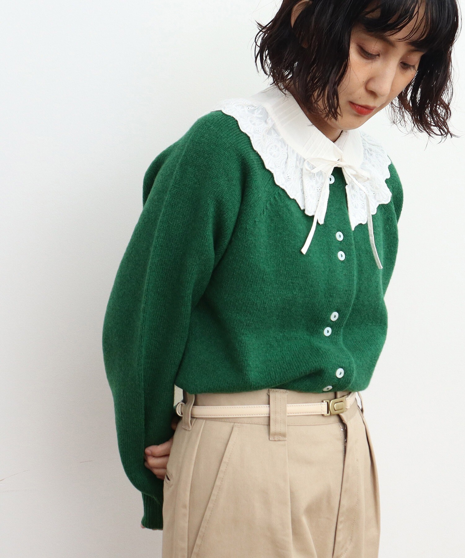 AMBIDEX Store ○2/15ラムウール 2つ釦カーディガン(F キナリ): CHILD