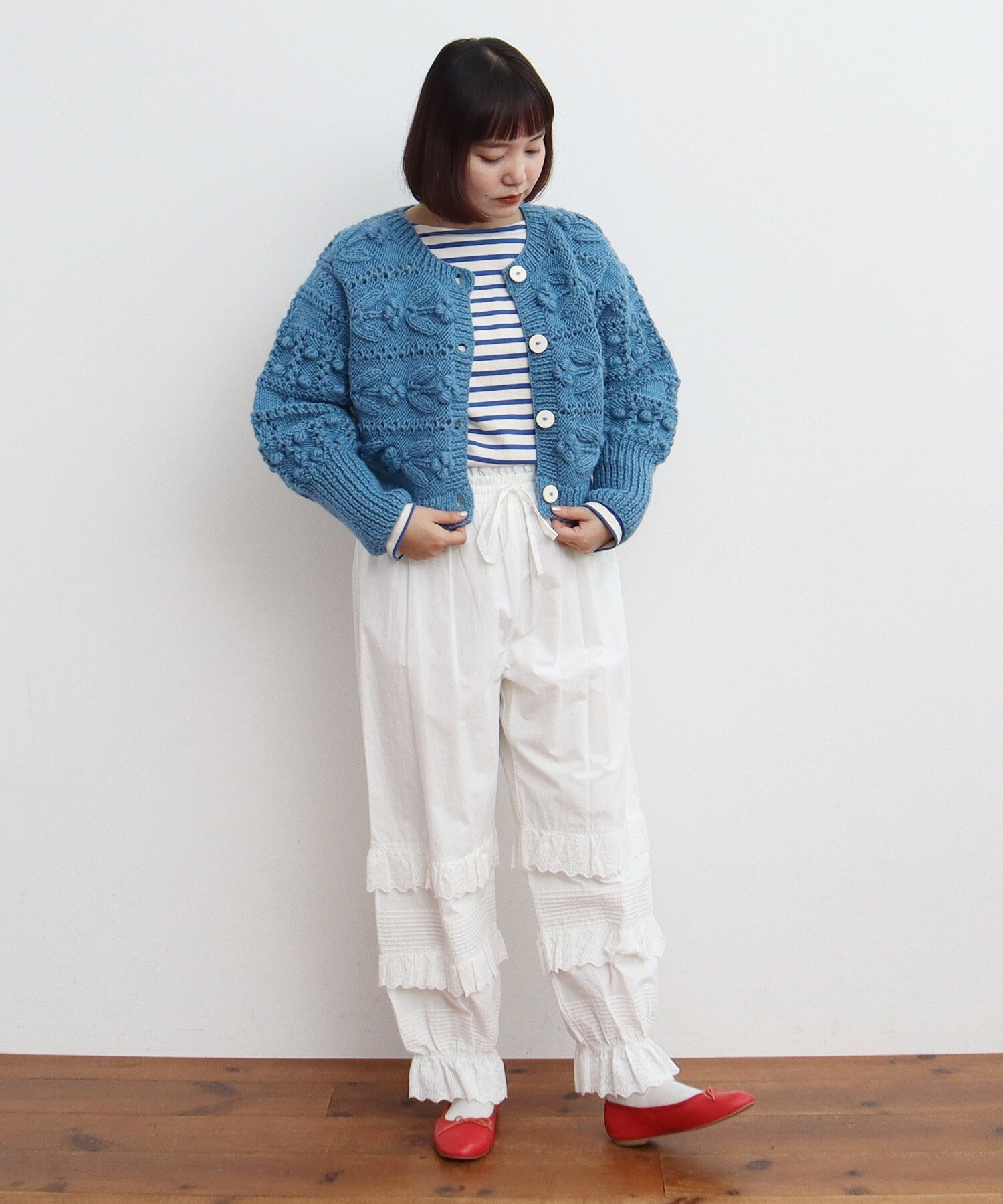 ネパールギルボックス もよう編みショートカーディガン