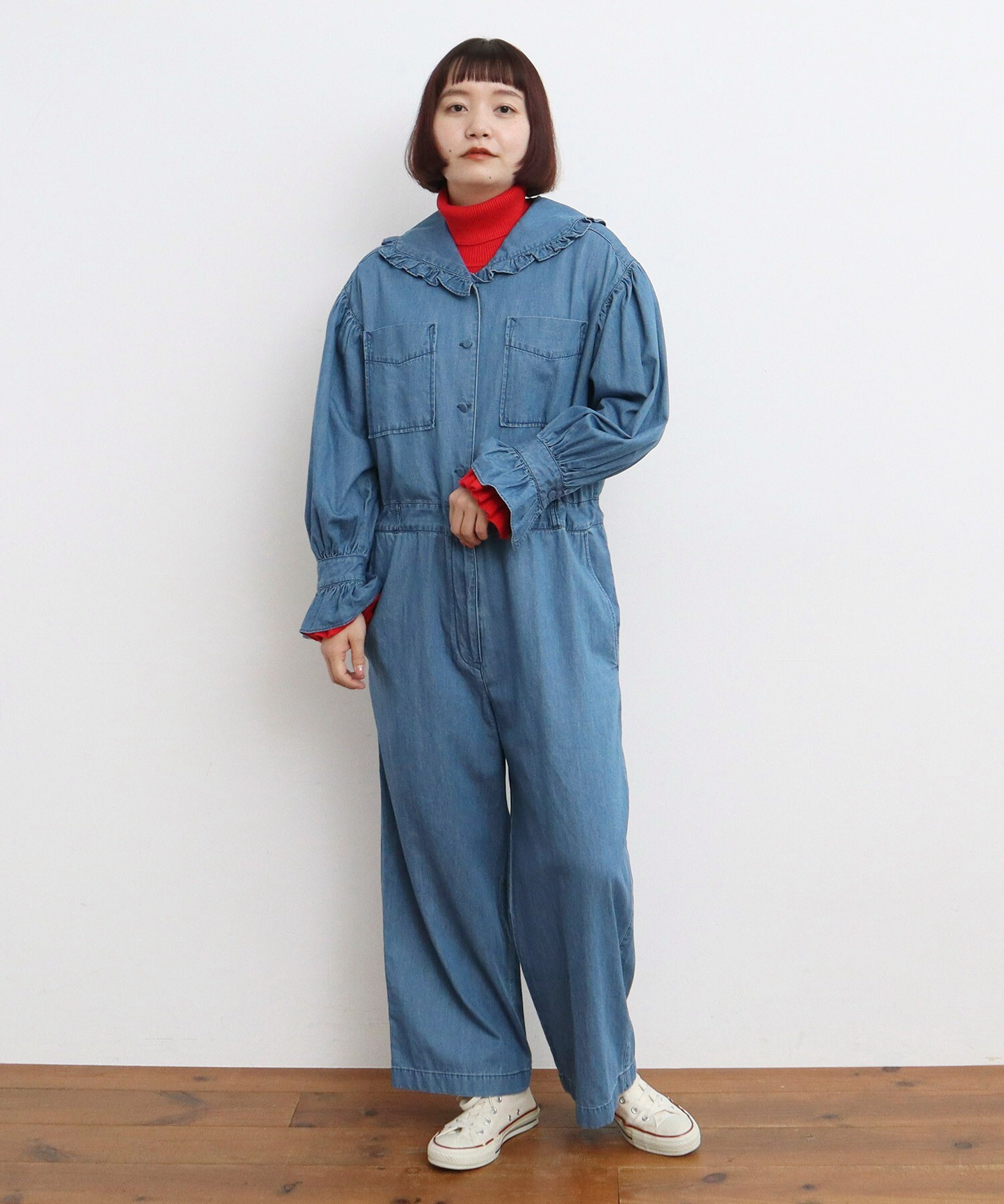 AMBIDEX Store ○ライトオンスデニム フリルセーラージャンプ