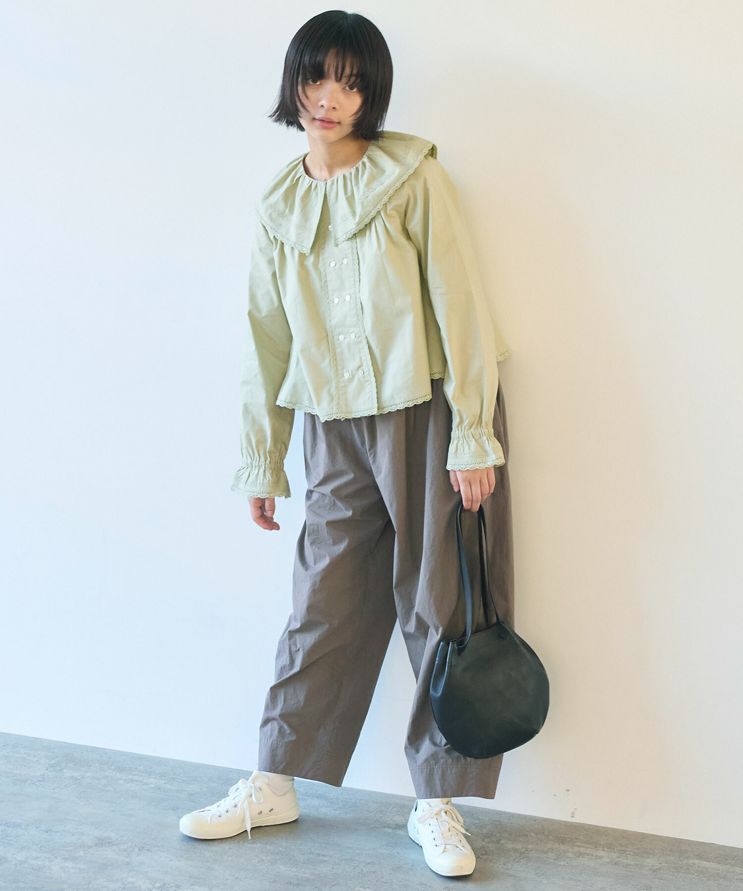 AMBIDEX Store 〇 60sローン lace ブラウス(F カーキ): bulle de