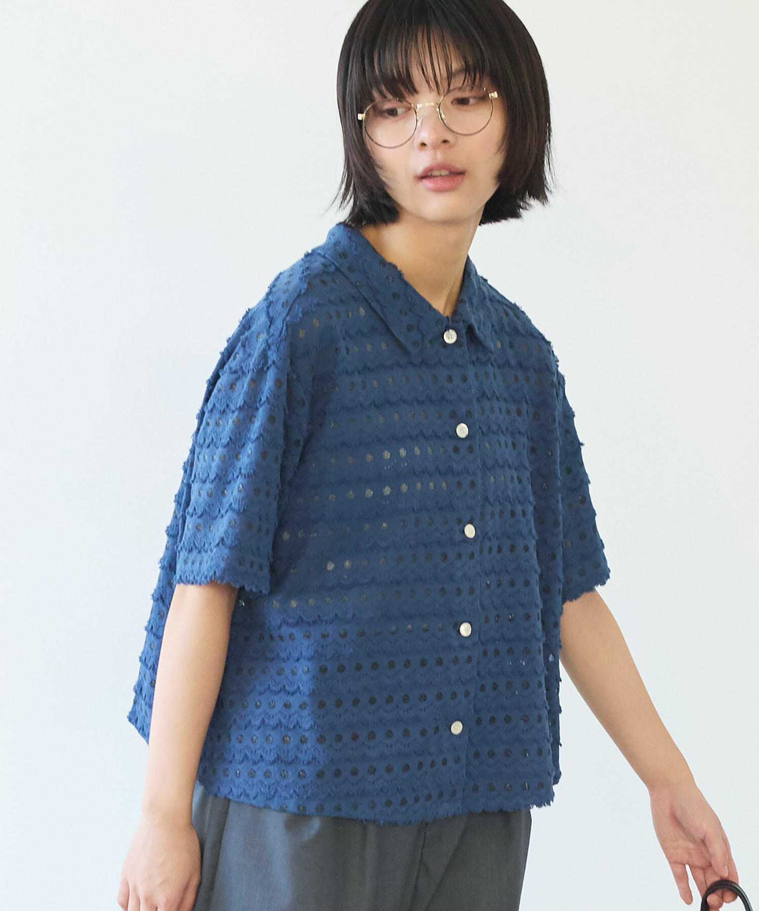 AMBIDEX Store △〇 naminami レース ブラウス(F アオ): bulle