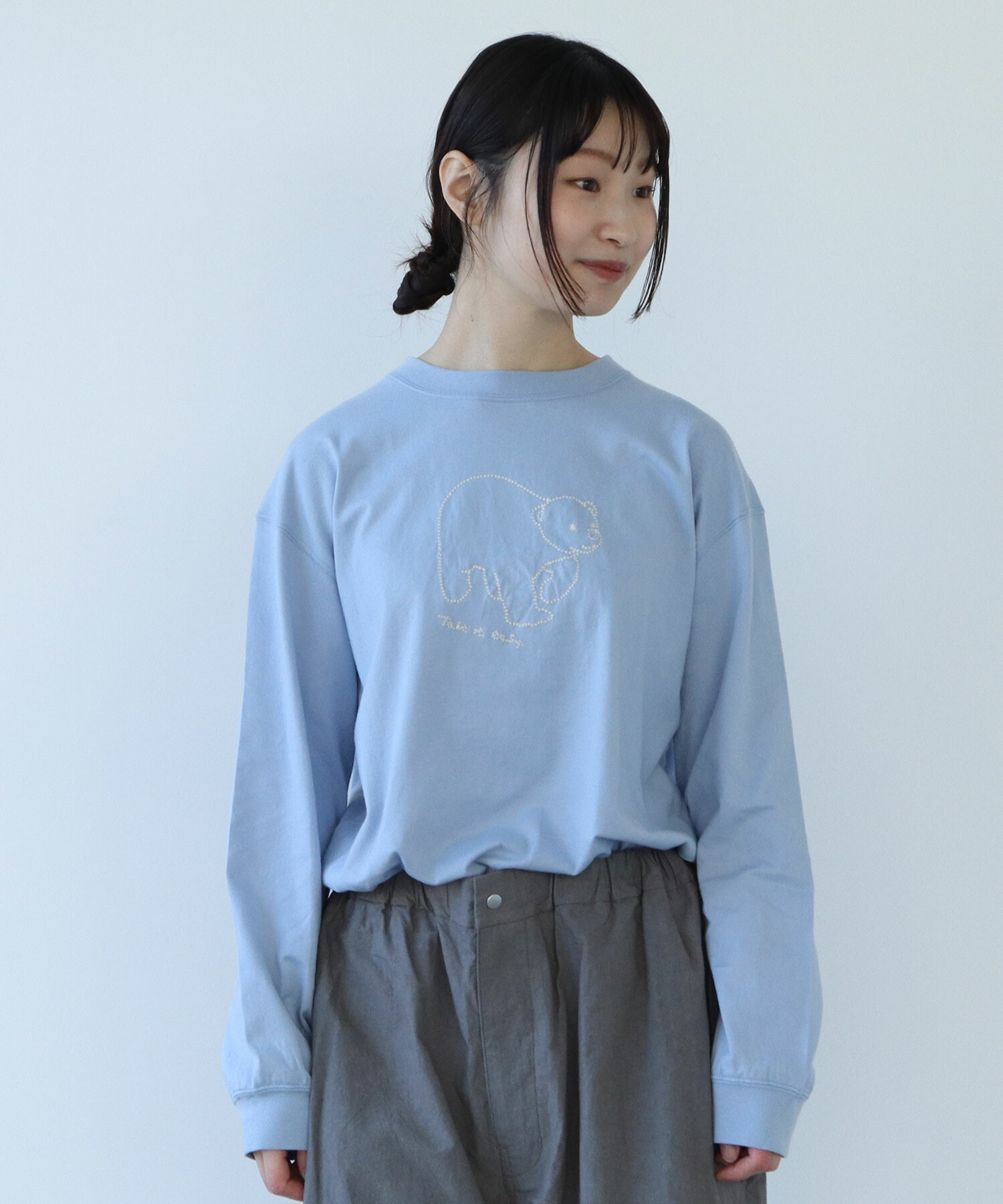 AMBIDEX Store ○しろくま刺繍Tシャツ(F イエロー): bulle de savon