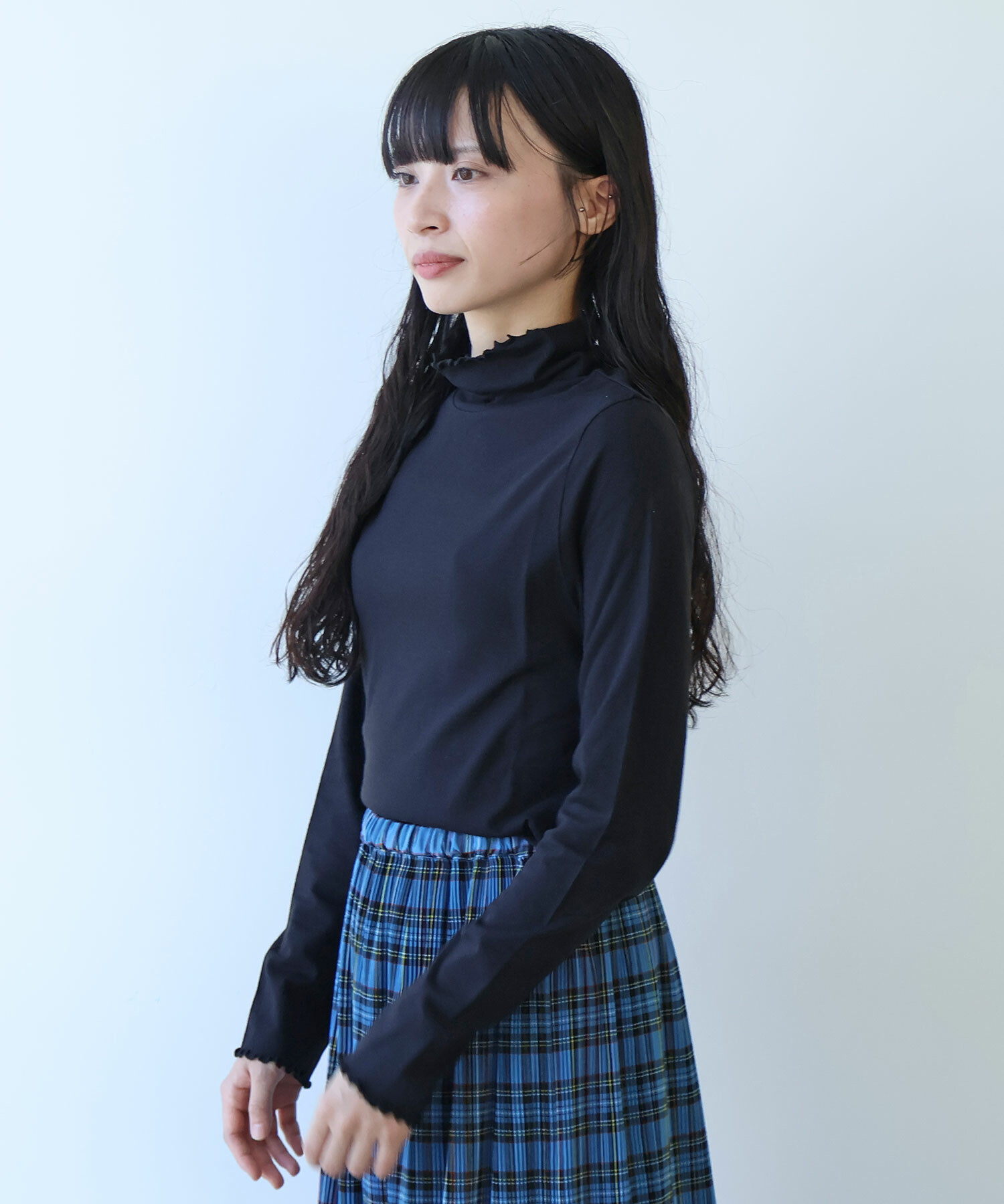 【美品】bulle de savon購入　英国製　タートルネック　ニット AMBIDEX Store △1/48 wool 製品染め タートルプルオーバー(F ブルー