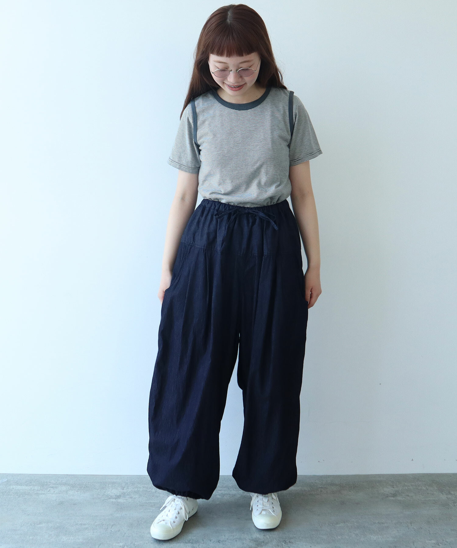 AMBIDEX Store △よわよわボーダー Tシャツ(F アオ): bulle de savon